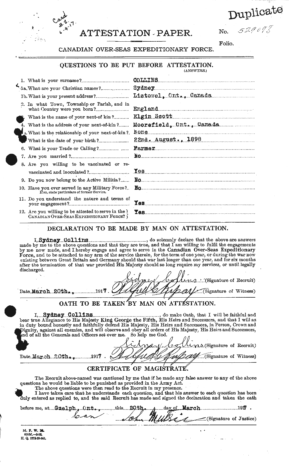 Personnel Records of the First World War - CEF 069148a