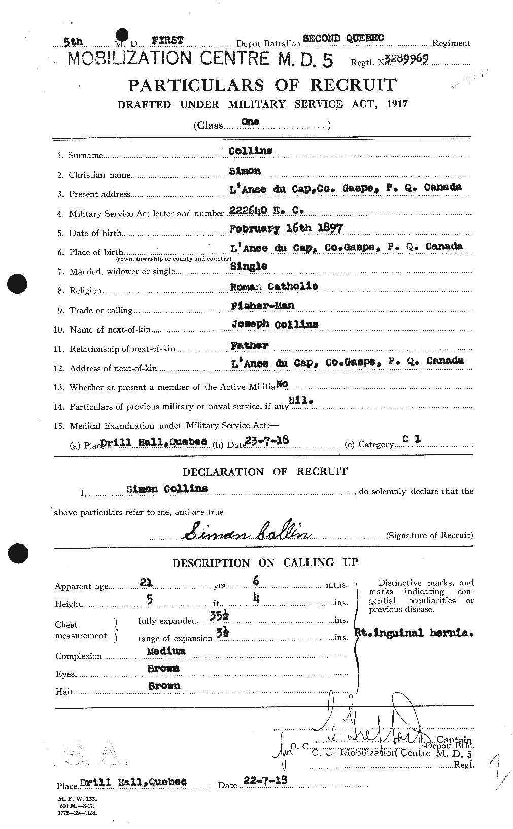 Personnel Records of the First World War - CEF 069154a