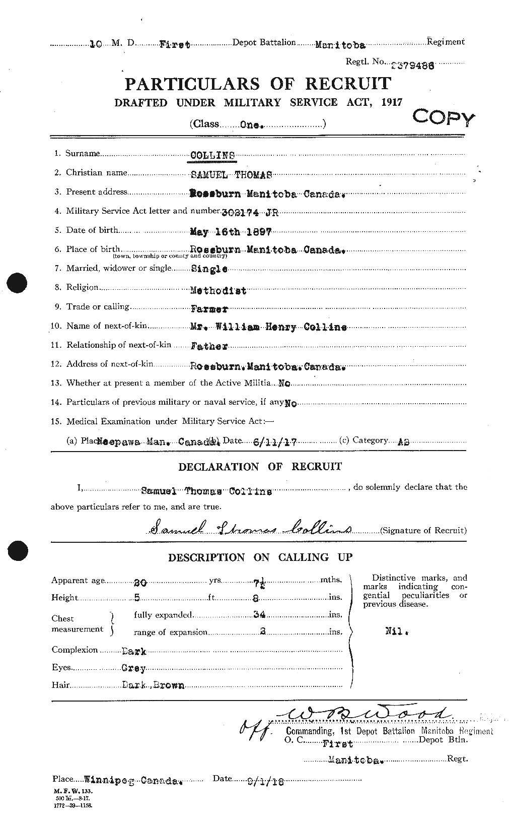 Personnel Records of the First World War - CEF 069158a