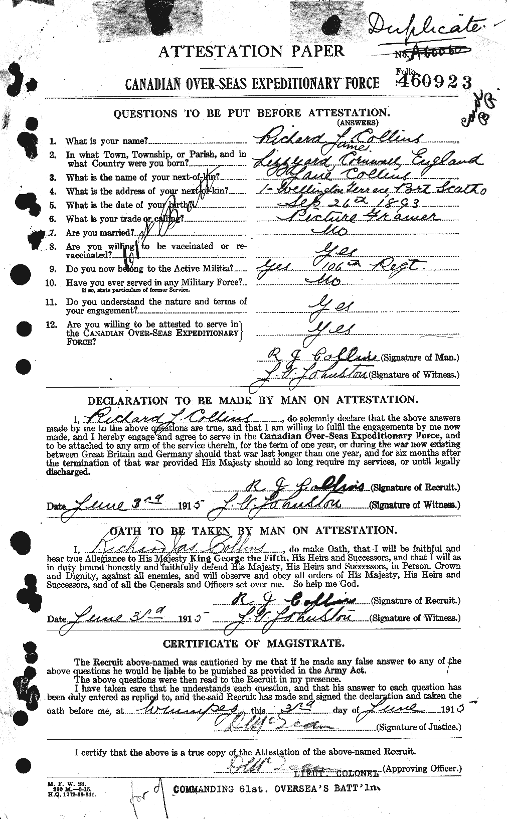 Personnel Records of the First World War - CEF 069173a