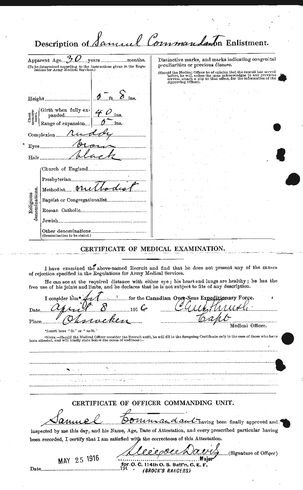 Dossiers du Personnel de la Première Guerre mondiale - CEC 069188b