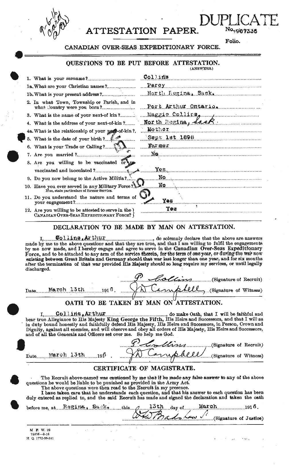 Personnel Records of the First World War - CEF 069298a