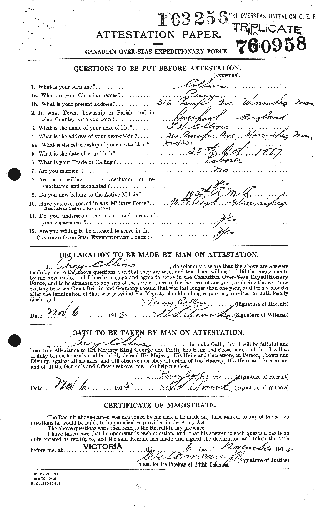Personnel Records of the First World War - CEF 069300a