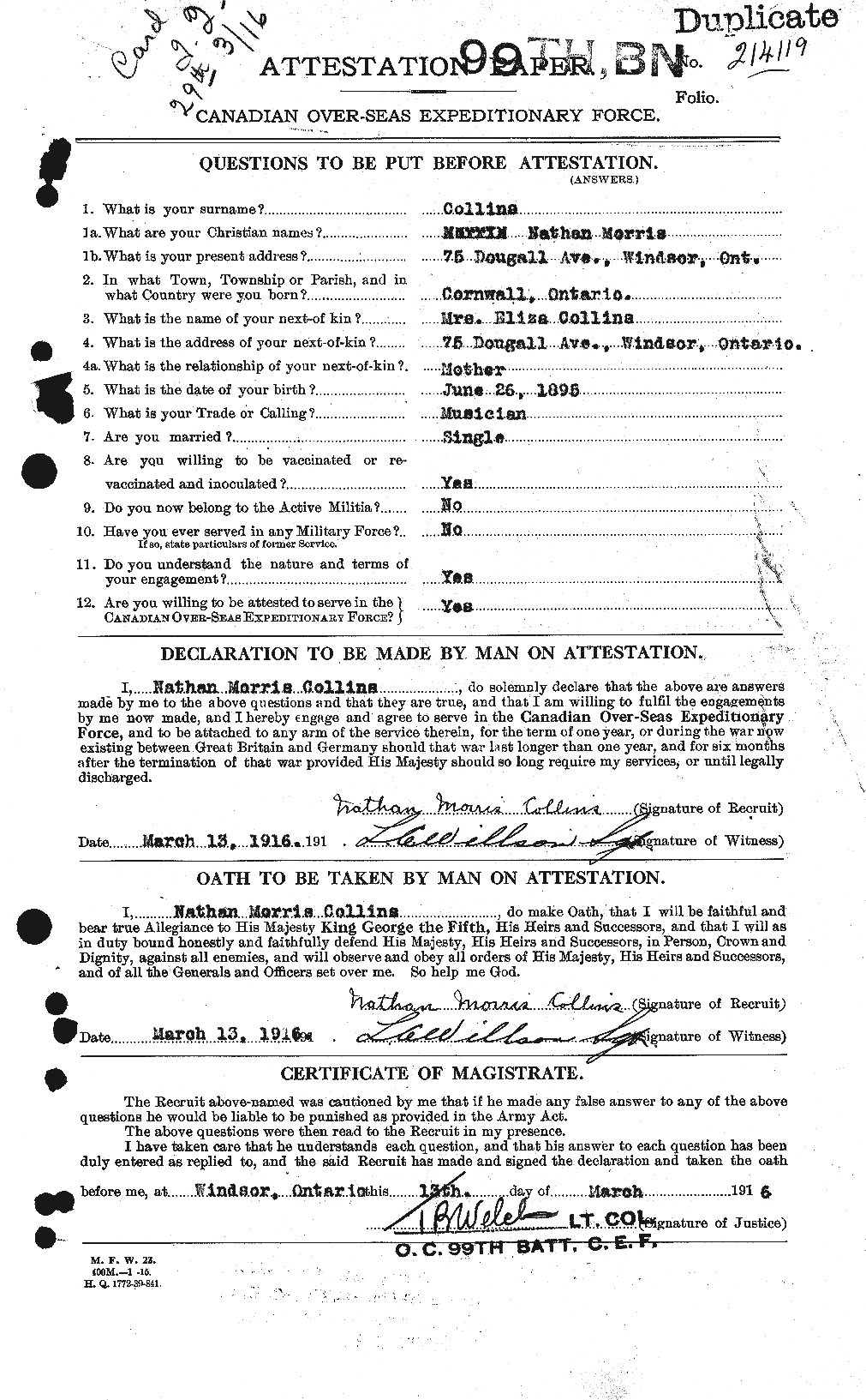 Personnel Records of the First World War - CEF 069311a