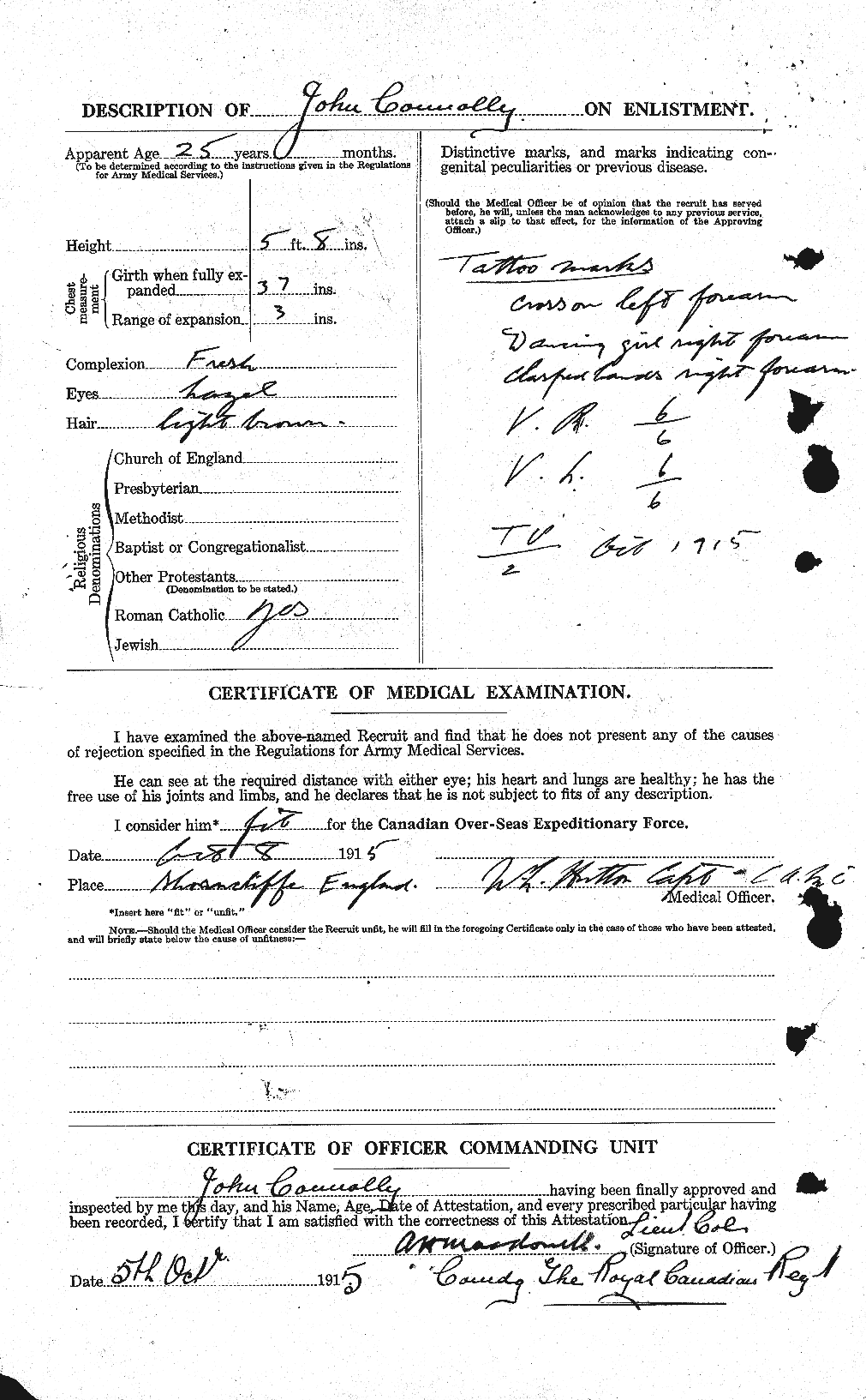Dossiers du Personnel de la Première Guerre mondiale - CEC 069395b