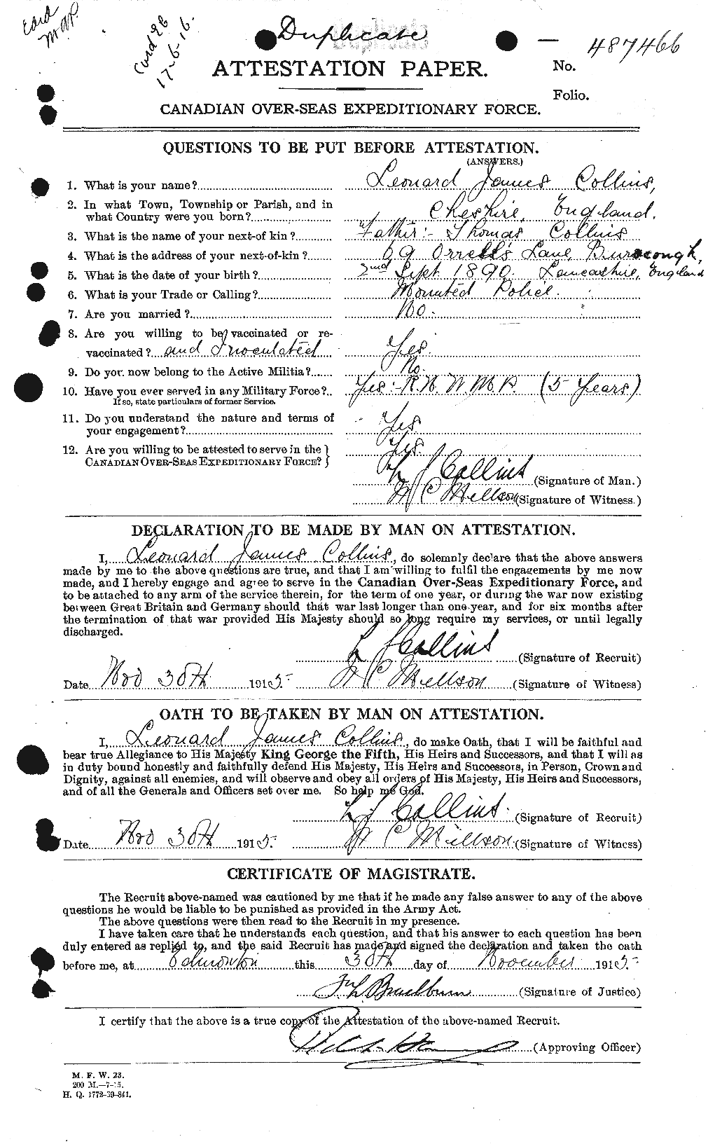Personnel Records of the First World War - CEF 069498a