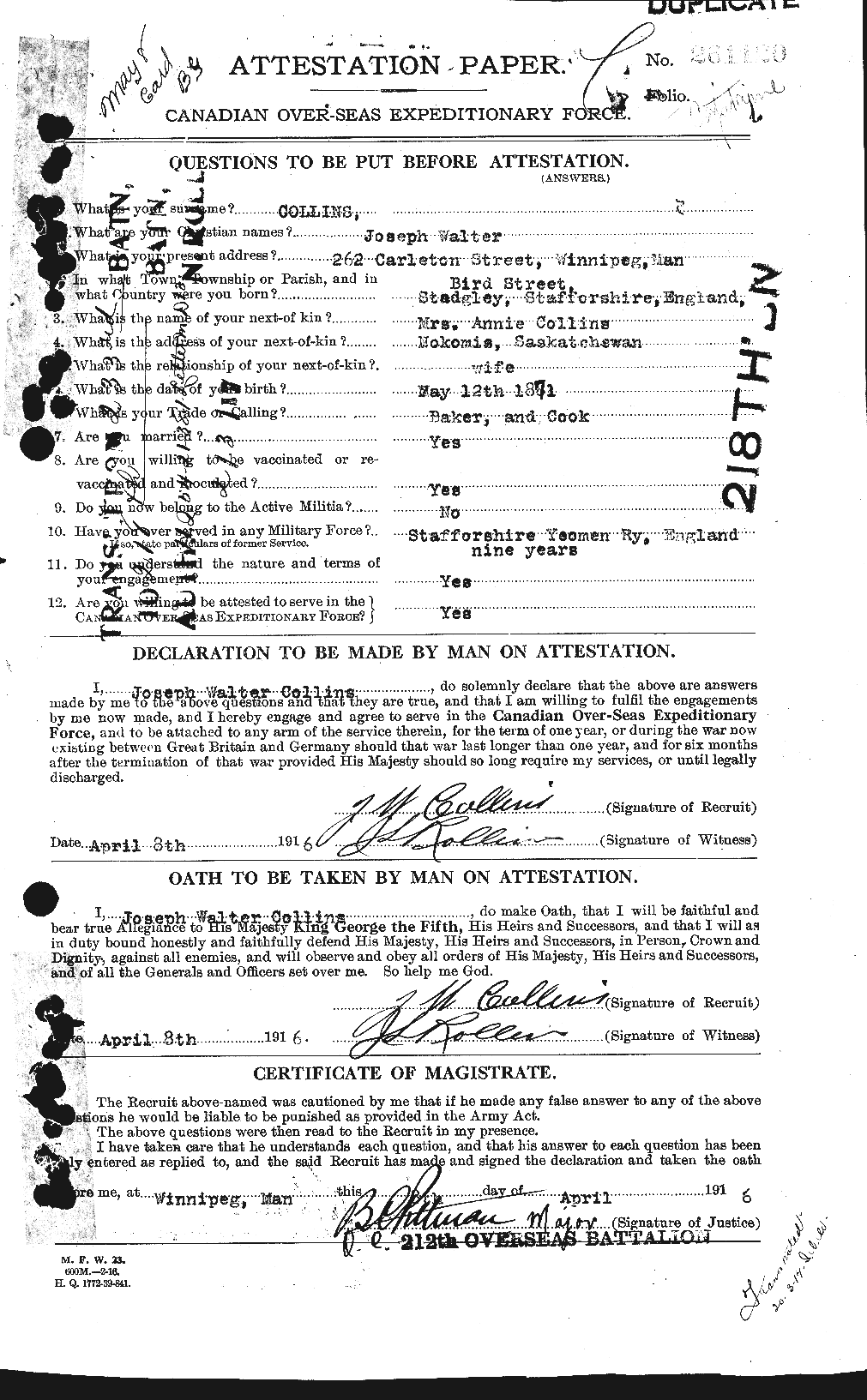 Personnel Records of the First World War - CEF 069508a