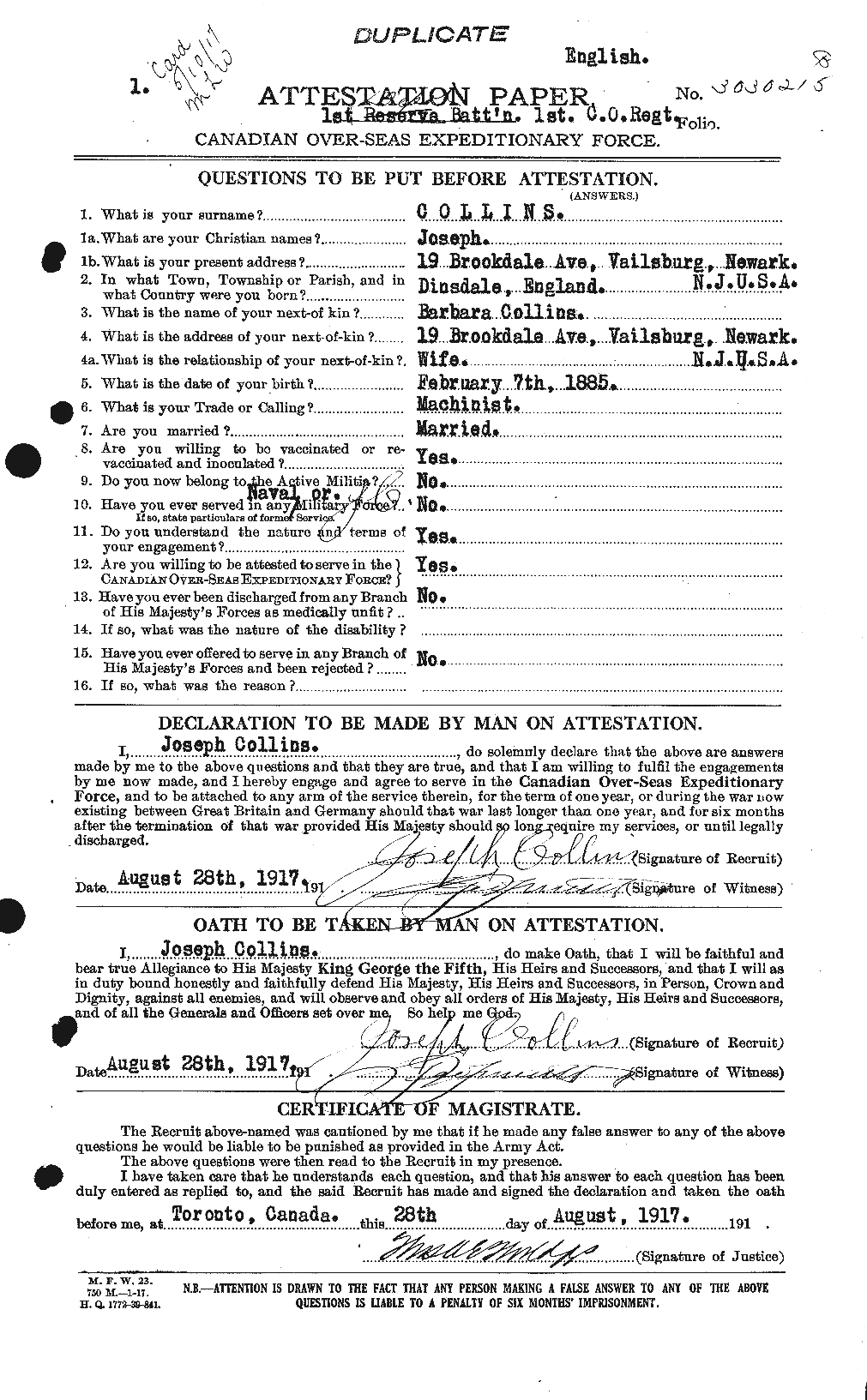 Personnel Records of the First World War - CEF 069525a