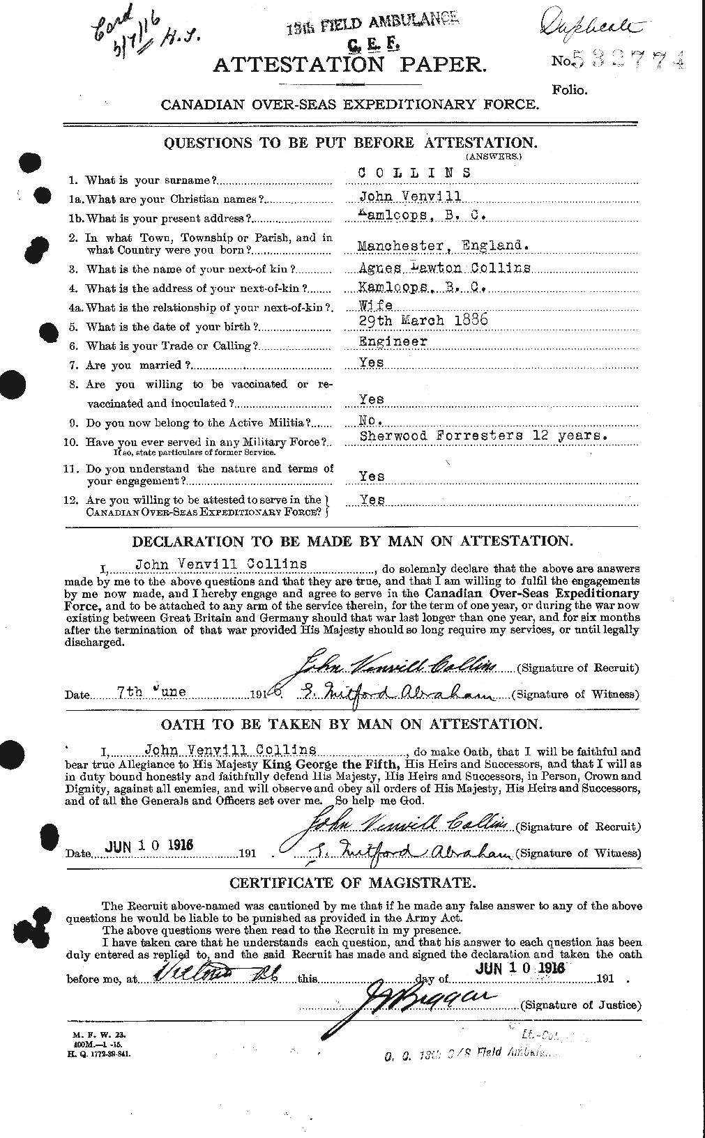 Personnel Records of the First World War - CEF 069534a