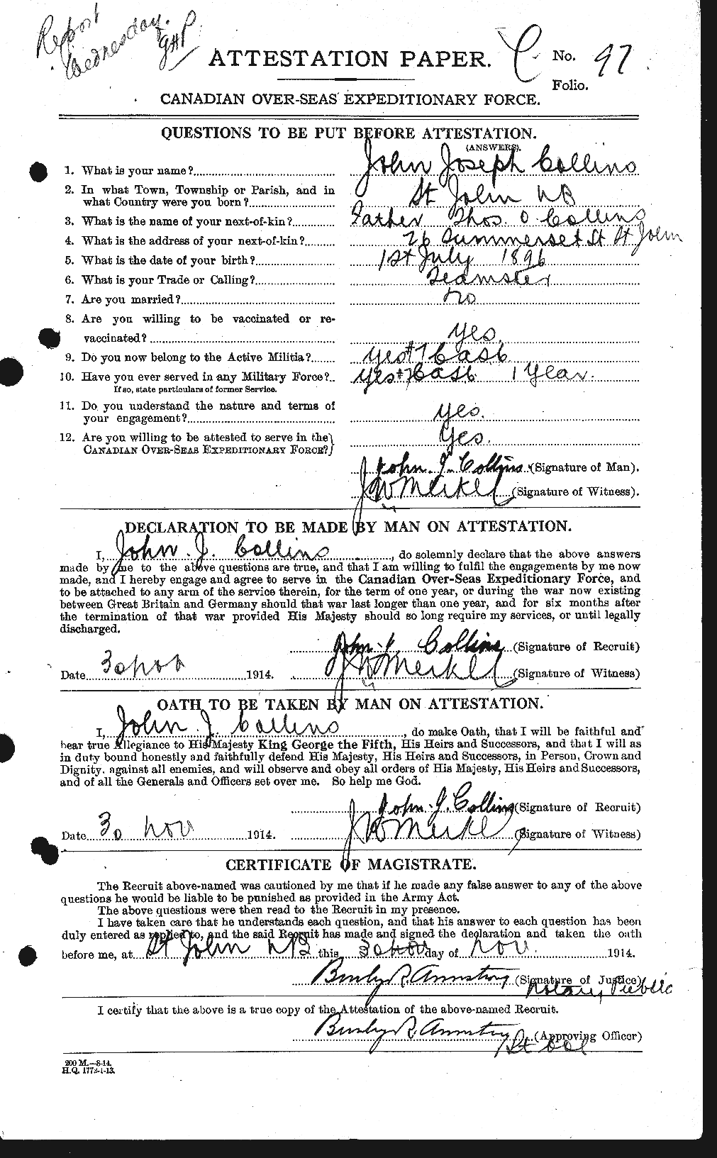 Personnel Records of the First World War - CEF 069549a