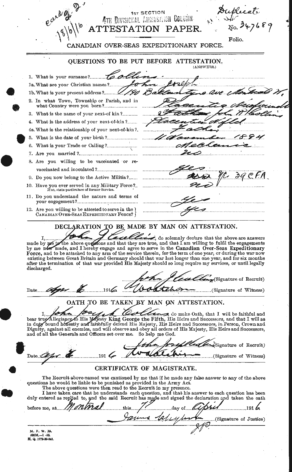 Personnel Records of the First World War - CEF 069550a