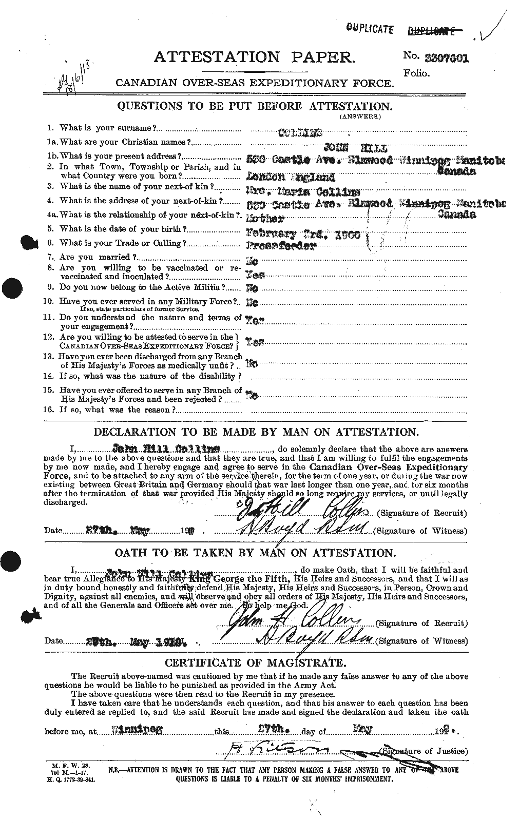 Personnel Records of the First World War - CEF 069772a