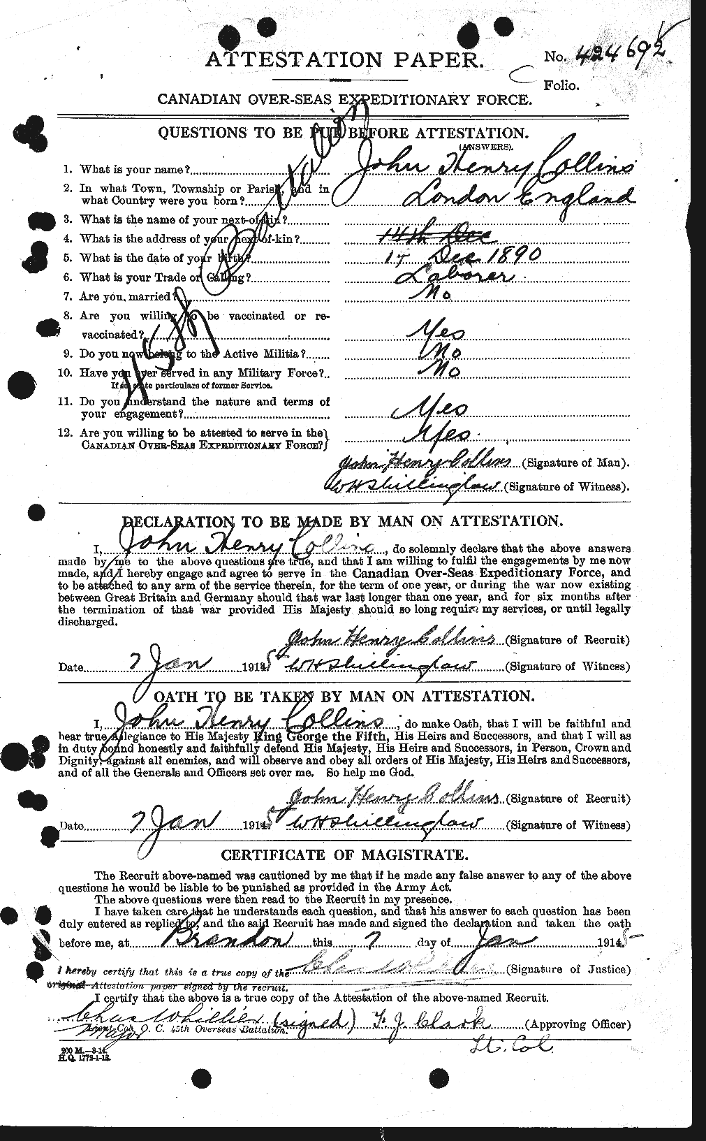 Personnel Records of the First World War - CEF 069774a