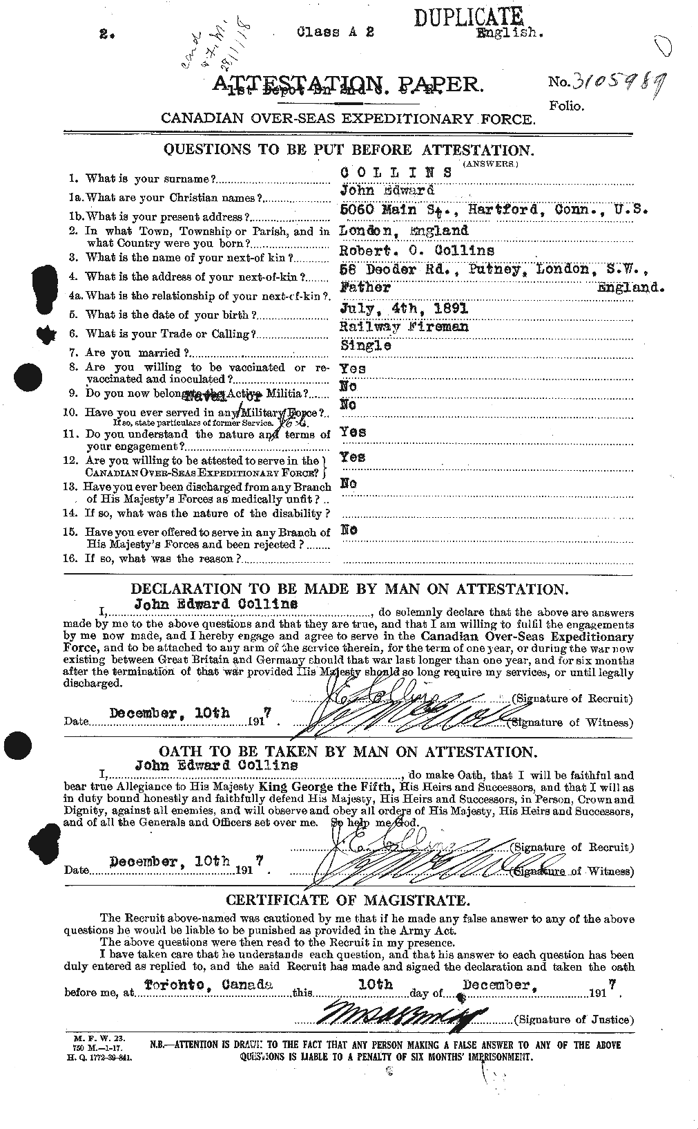 Personnel Records of the First World War - CEF 069778a