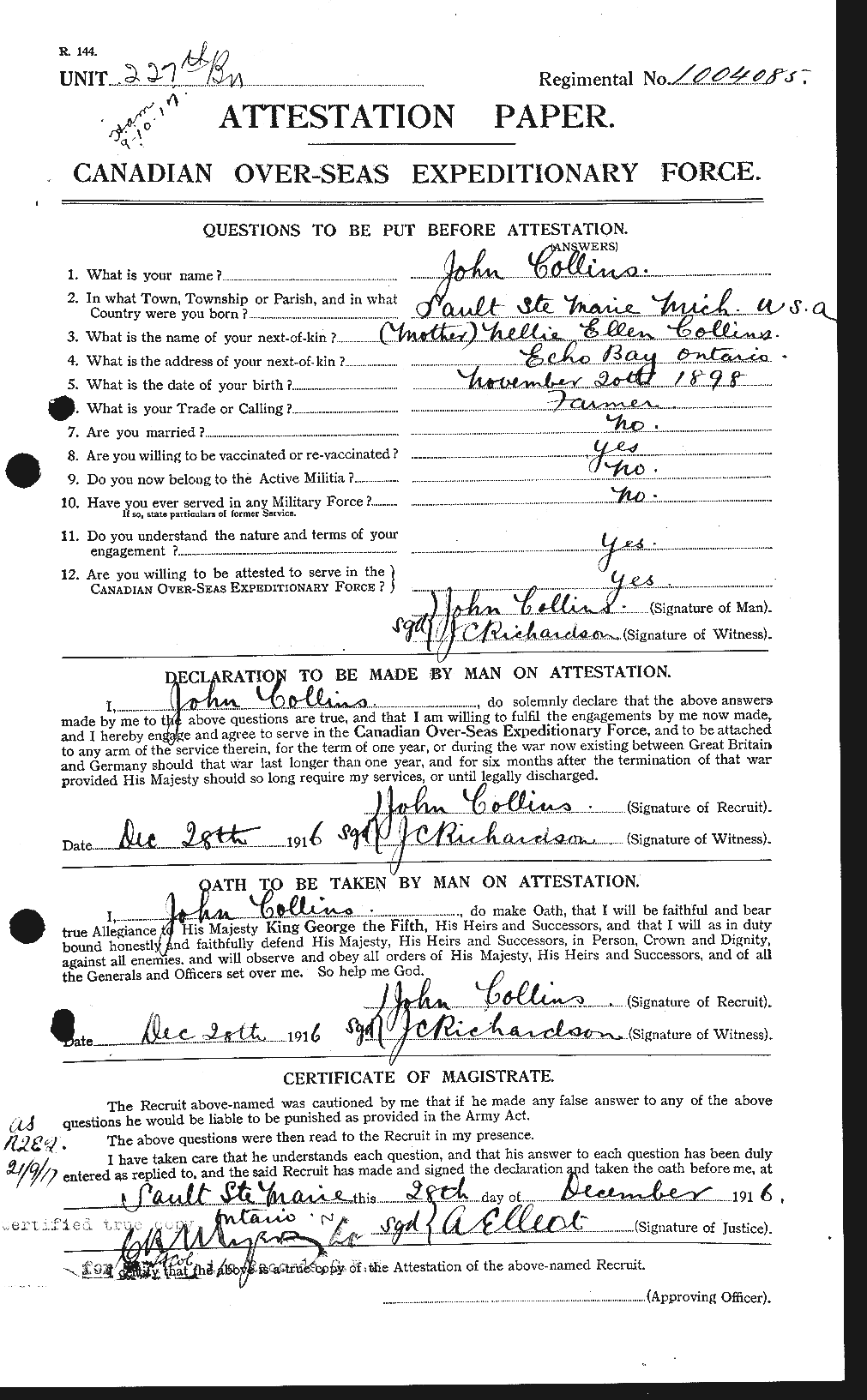Personnel Records of the First World War - CEF 069795a