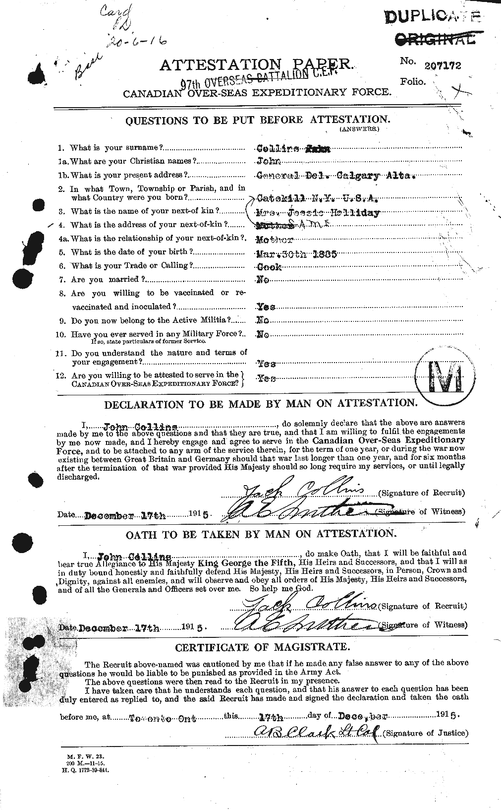 Personnel Records of the First World War - CEF 069807a