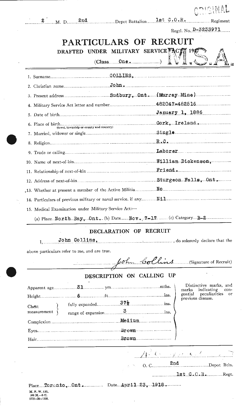 Personnel Records of the First World War - CEF 069809a