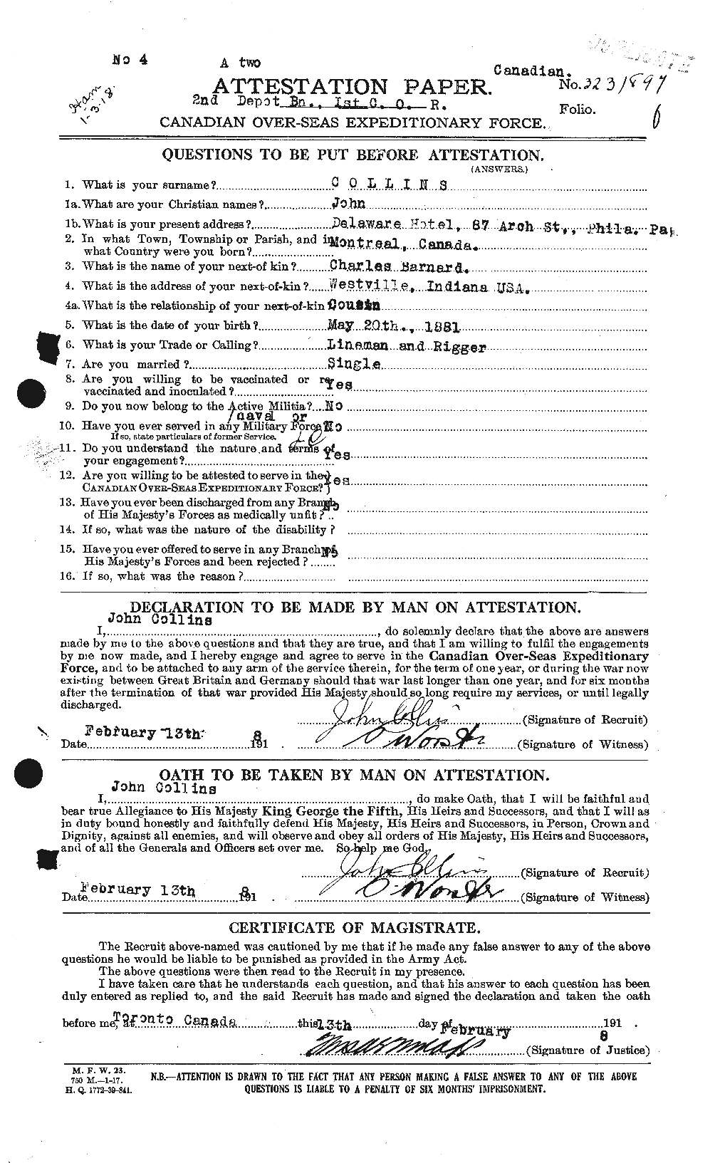 Personnel Records of the First World War - CEF 069811a
