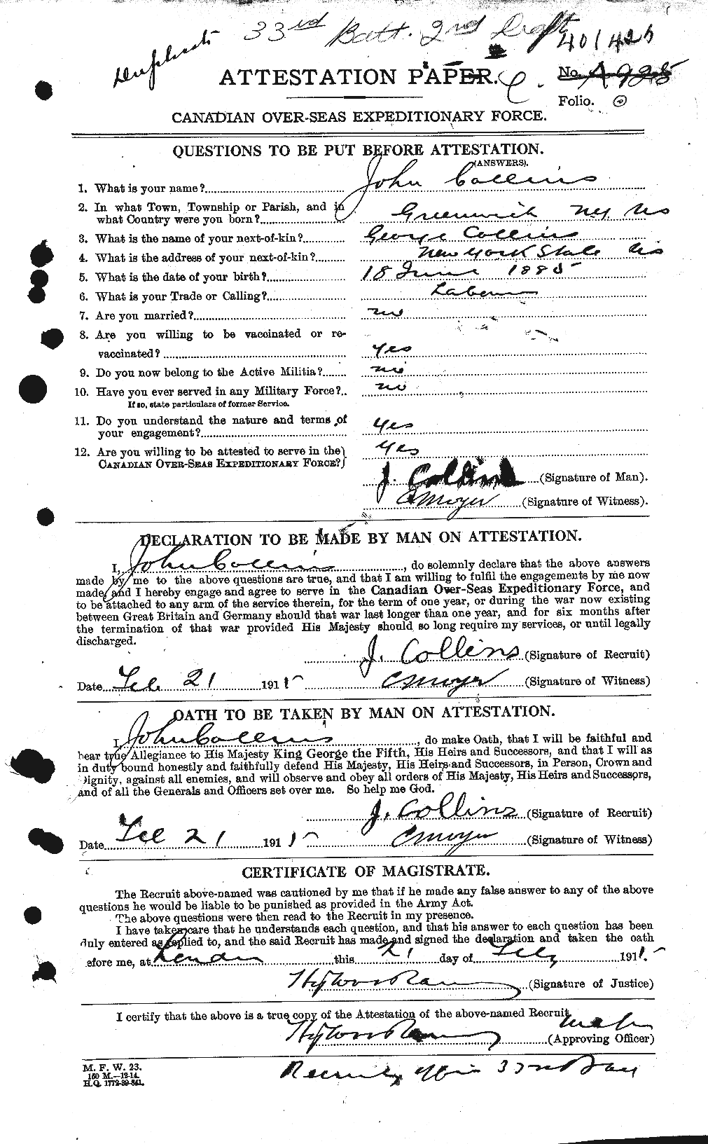 Personnel Records of the First World War - CEF 069812a