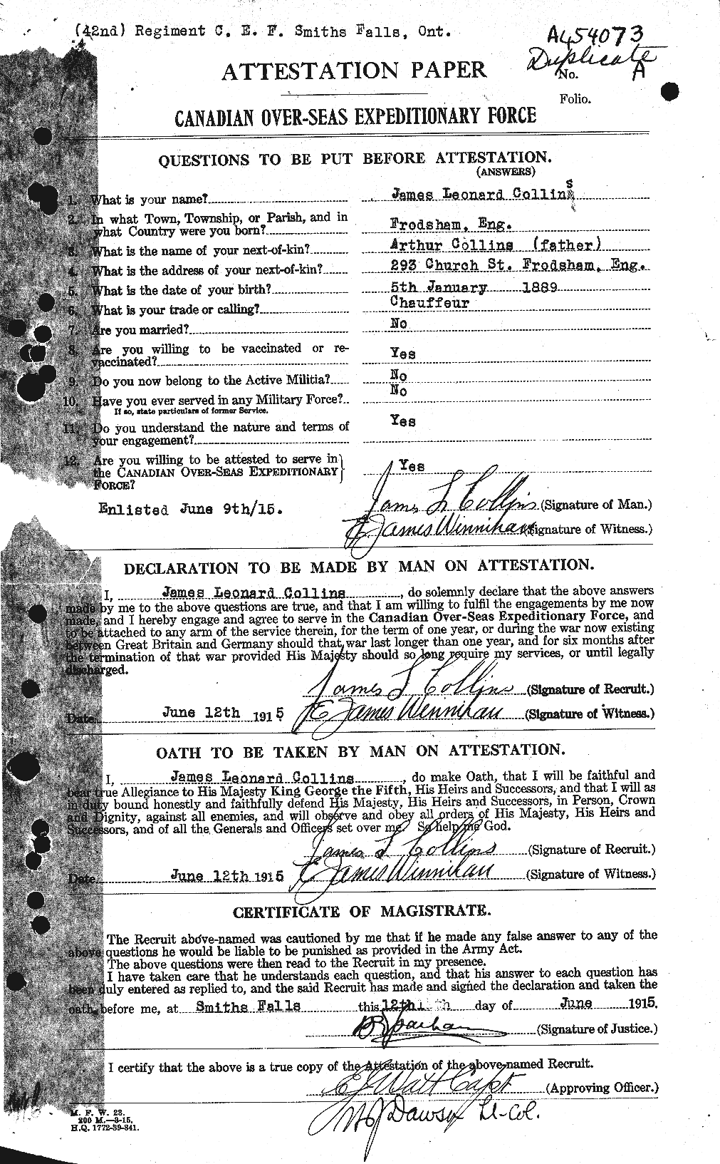 Personnel Records of the First World War - CEF 069945a