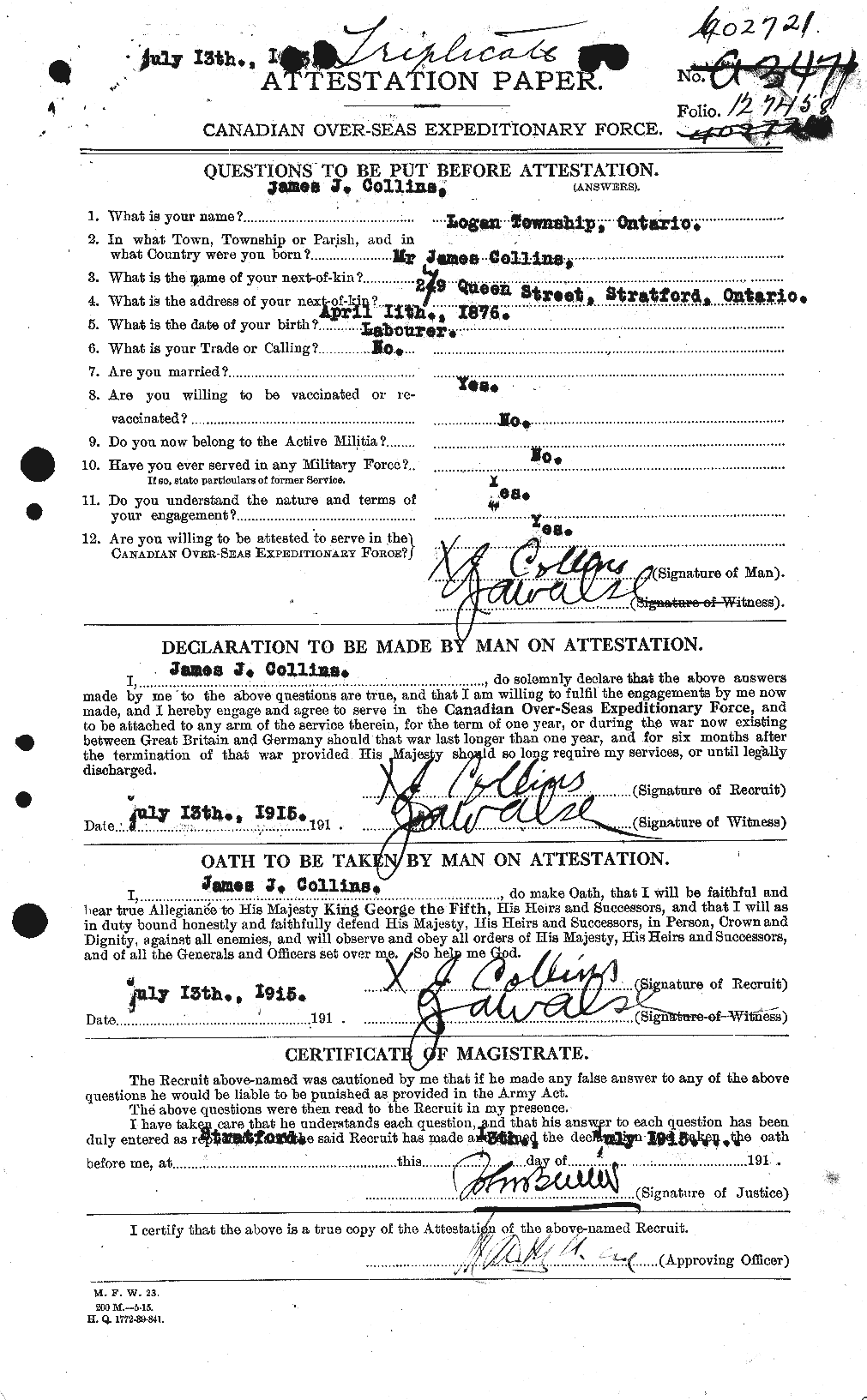 Personnel Records of the First World War - CEF 069948a