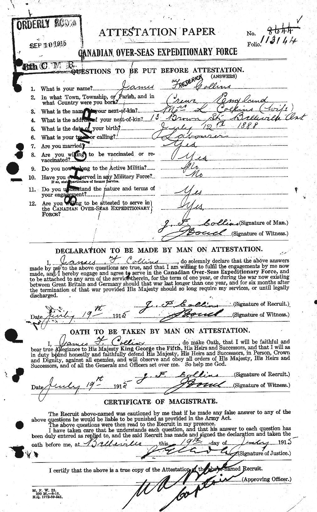Personnel Records of the First World War - CEF 069950a