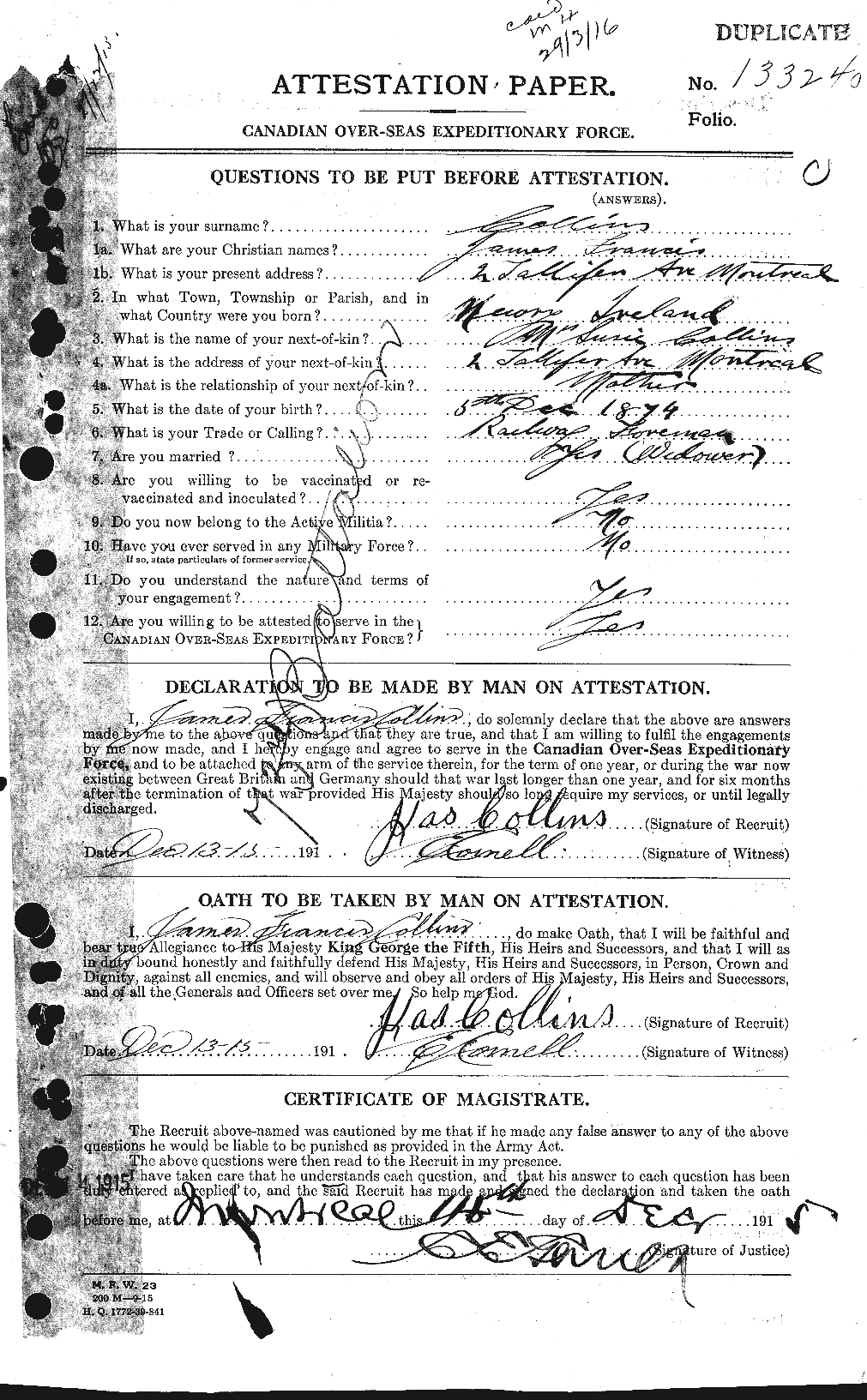 Personnel Records of the First World War - CEF 069951a
