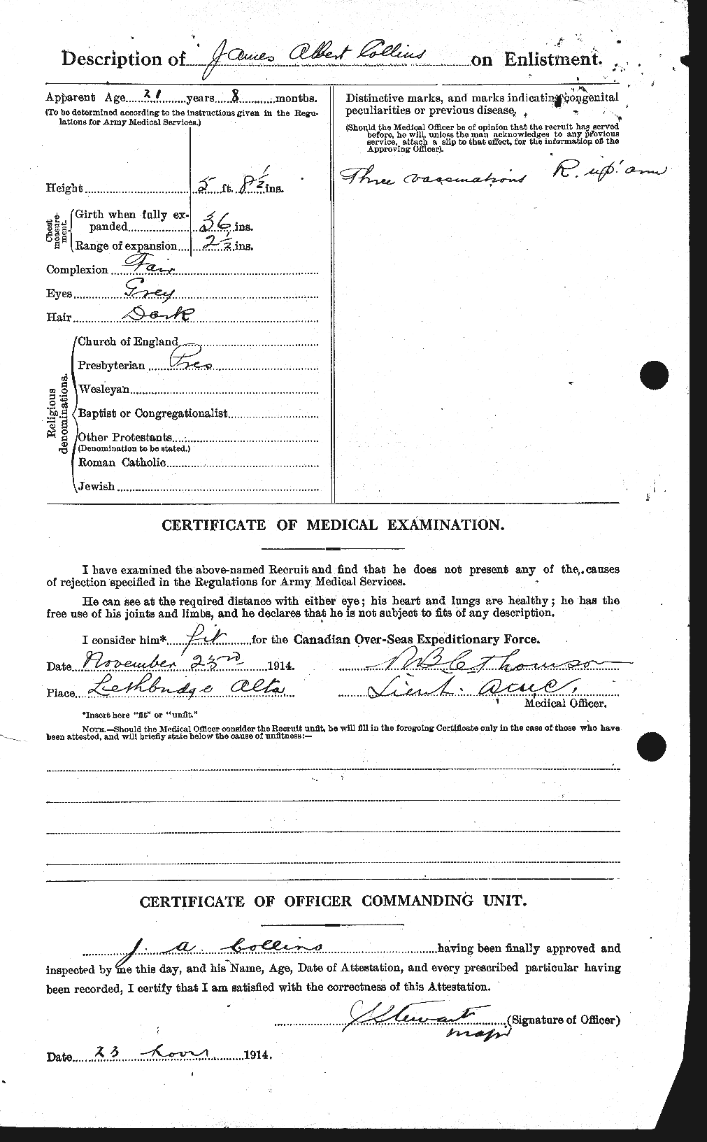 Dossiers du Personnel de la Première Guerre mondiale - CEC 069959b