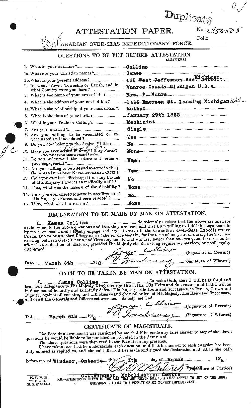 Personnel Records of the First World War - CEF 069963a