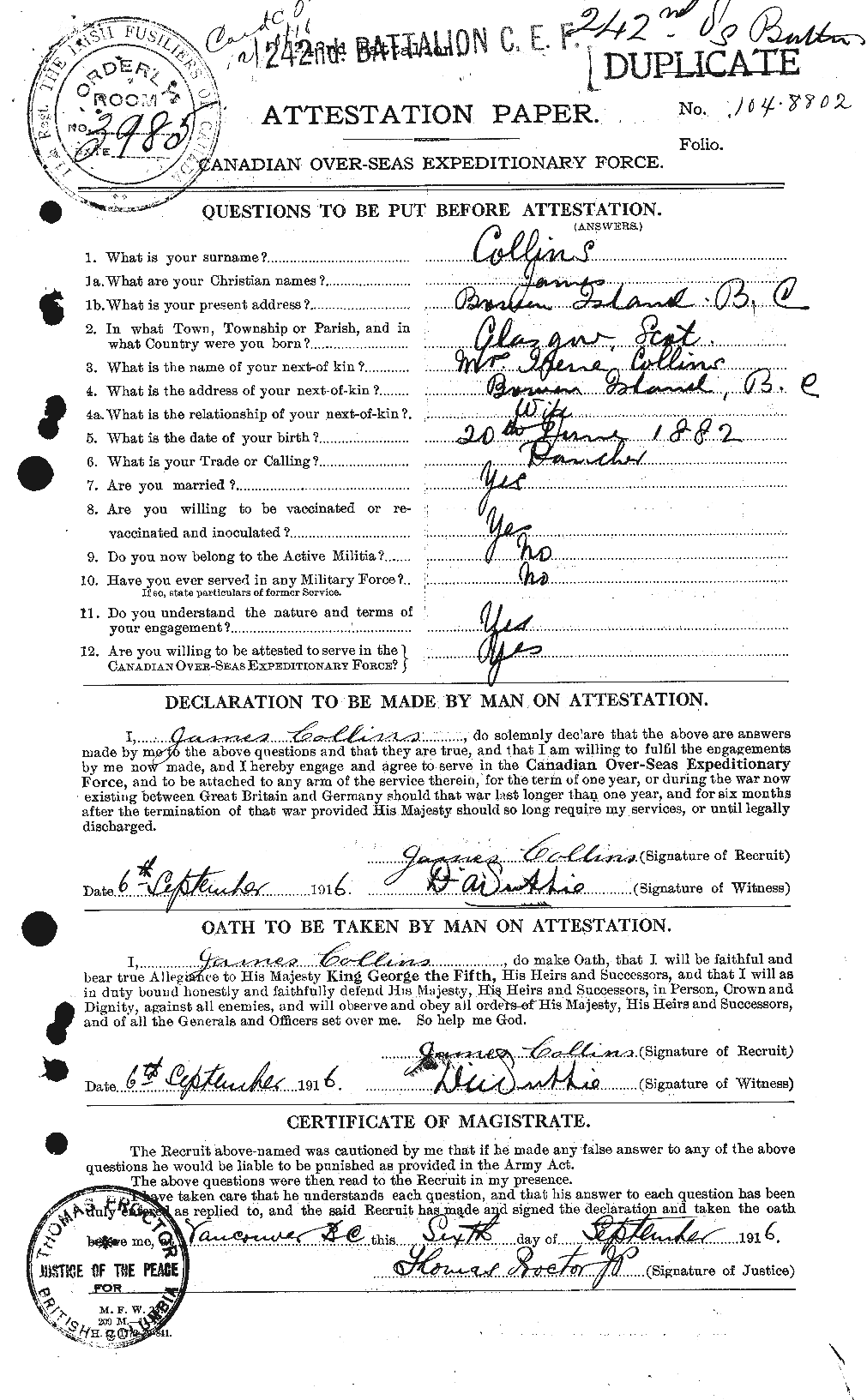 Personnel Records of the First World War - CEF 069969a