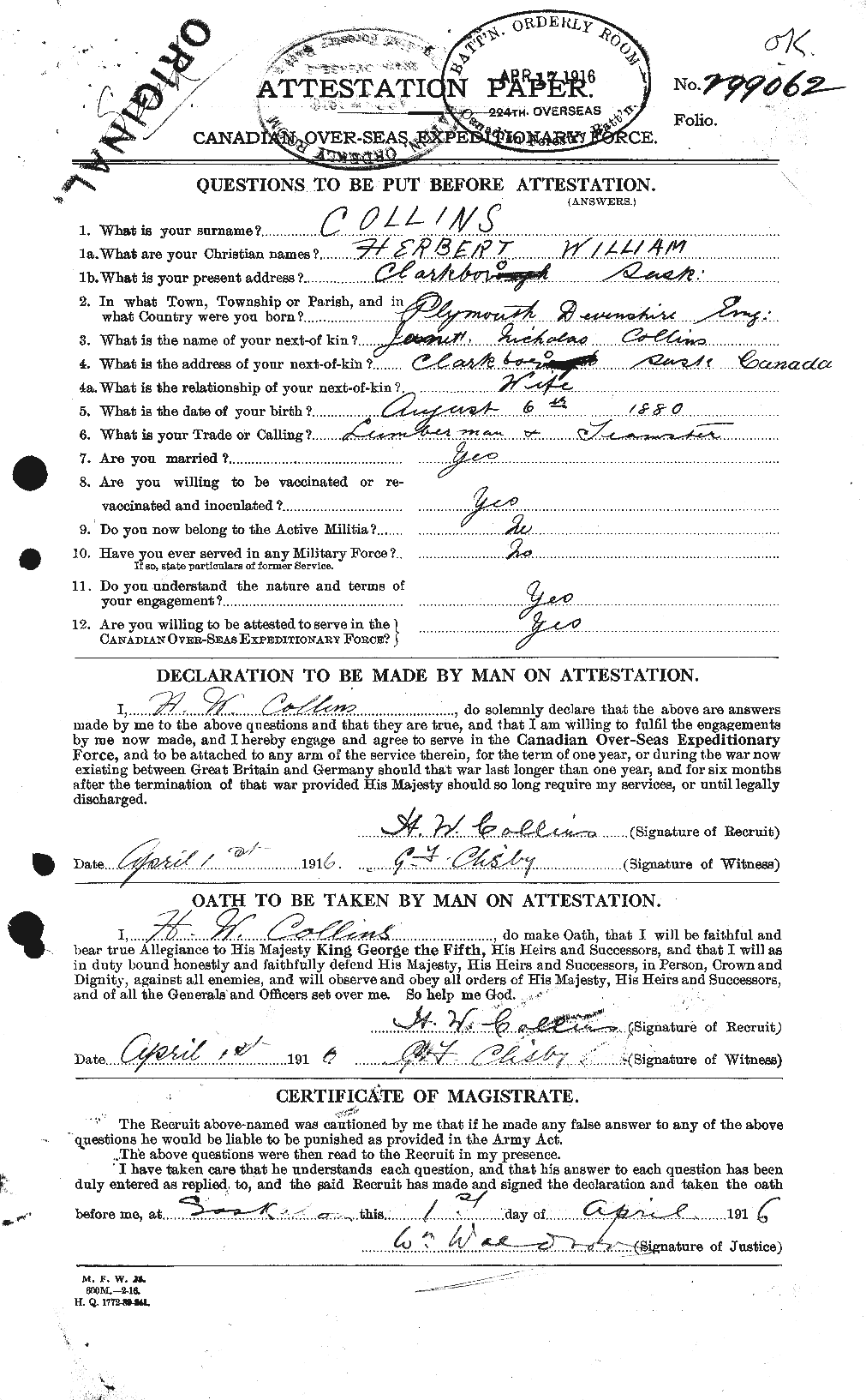 Personnel Records of the First World War - CEF 069997a
