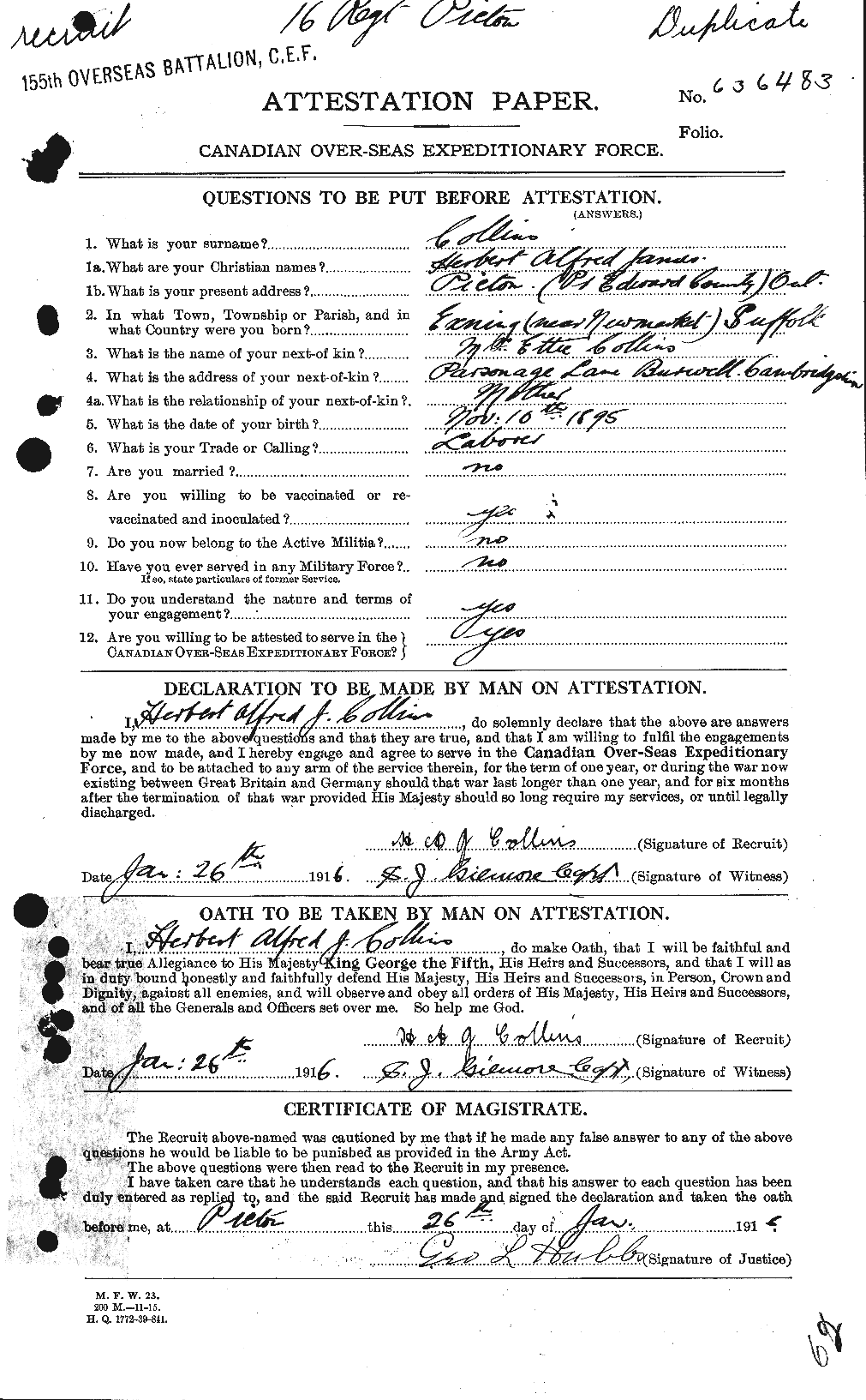 Personnel Records of the First World War - CEF 070003a
