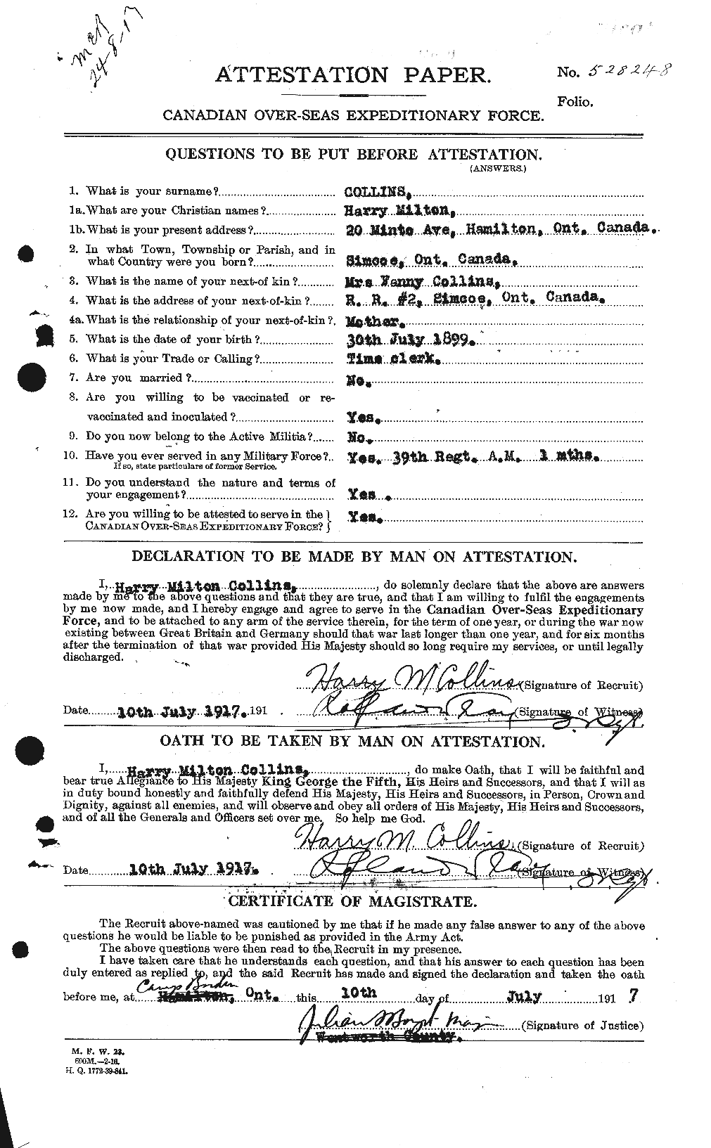 Personnel Records of the First World War - CEF 070015a