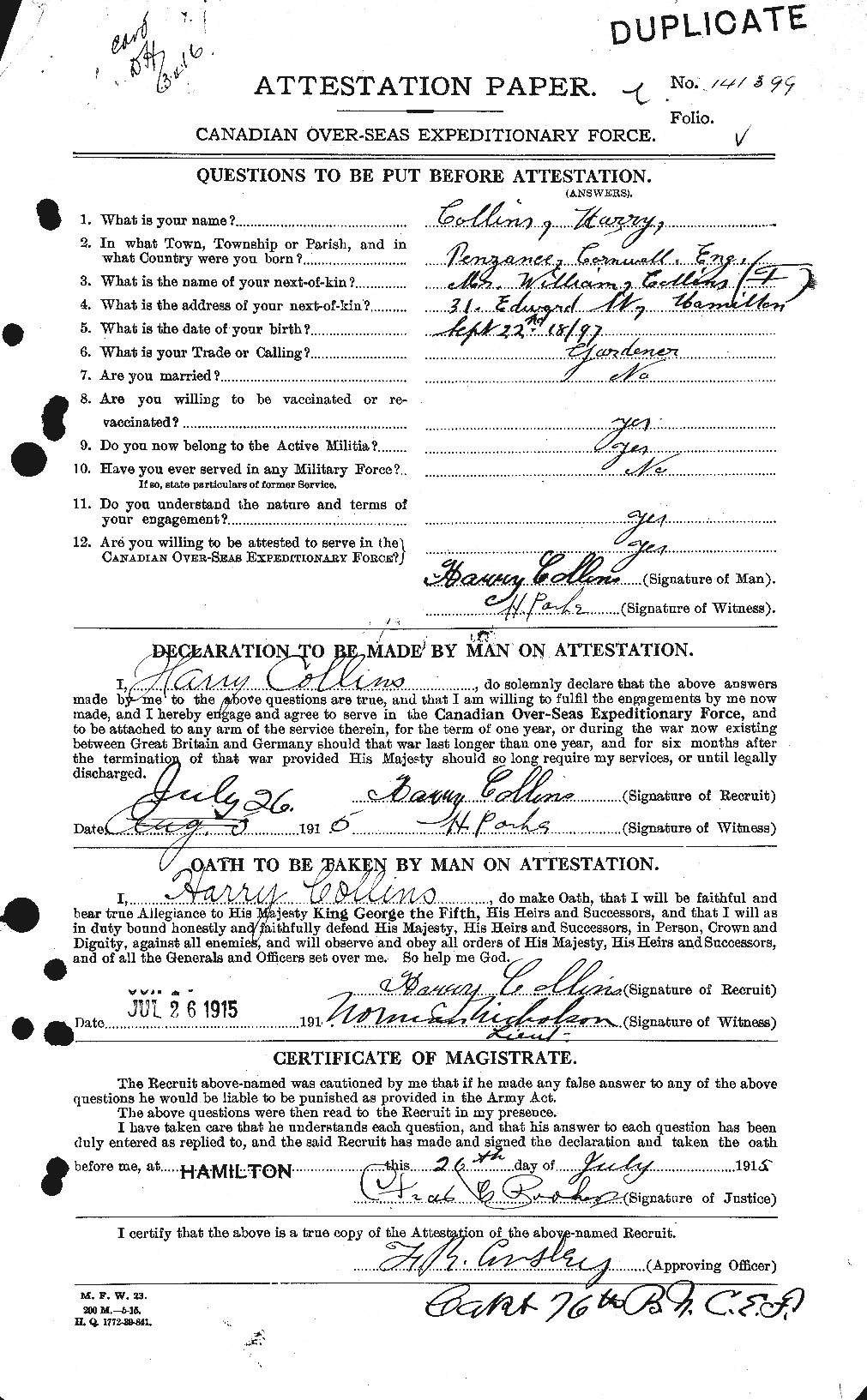 Personnel Records of the First World War - CEF 070025a