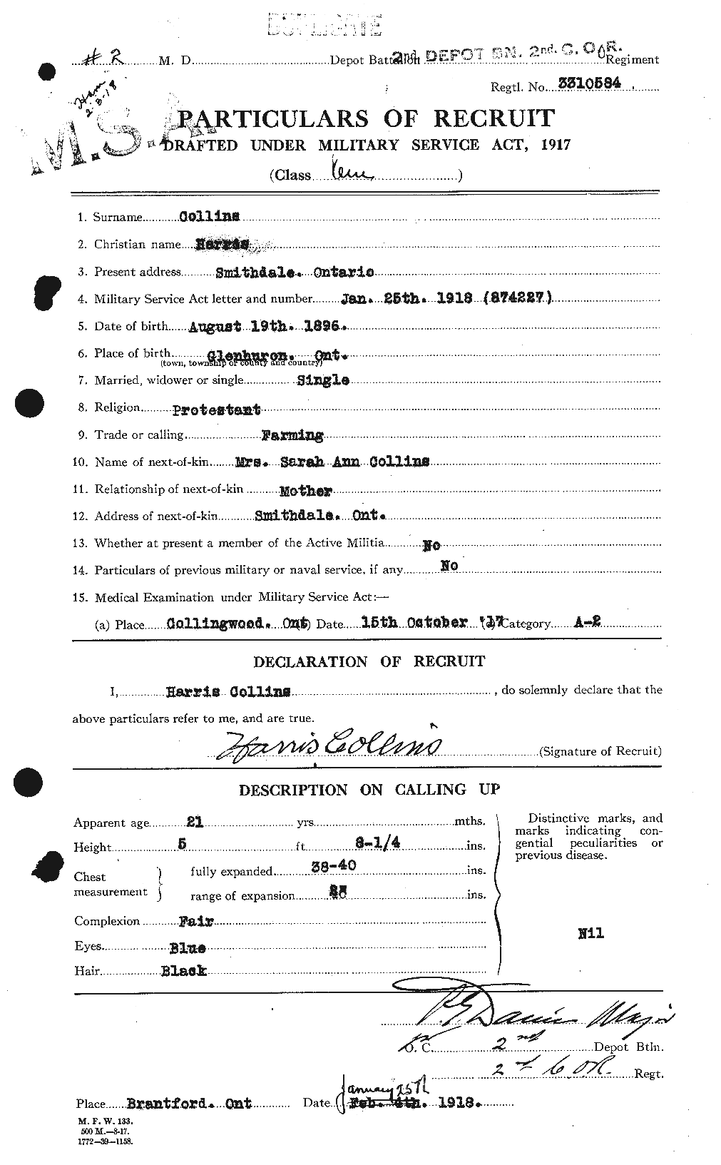 Personnel Records of the First World War - CEF 070031a