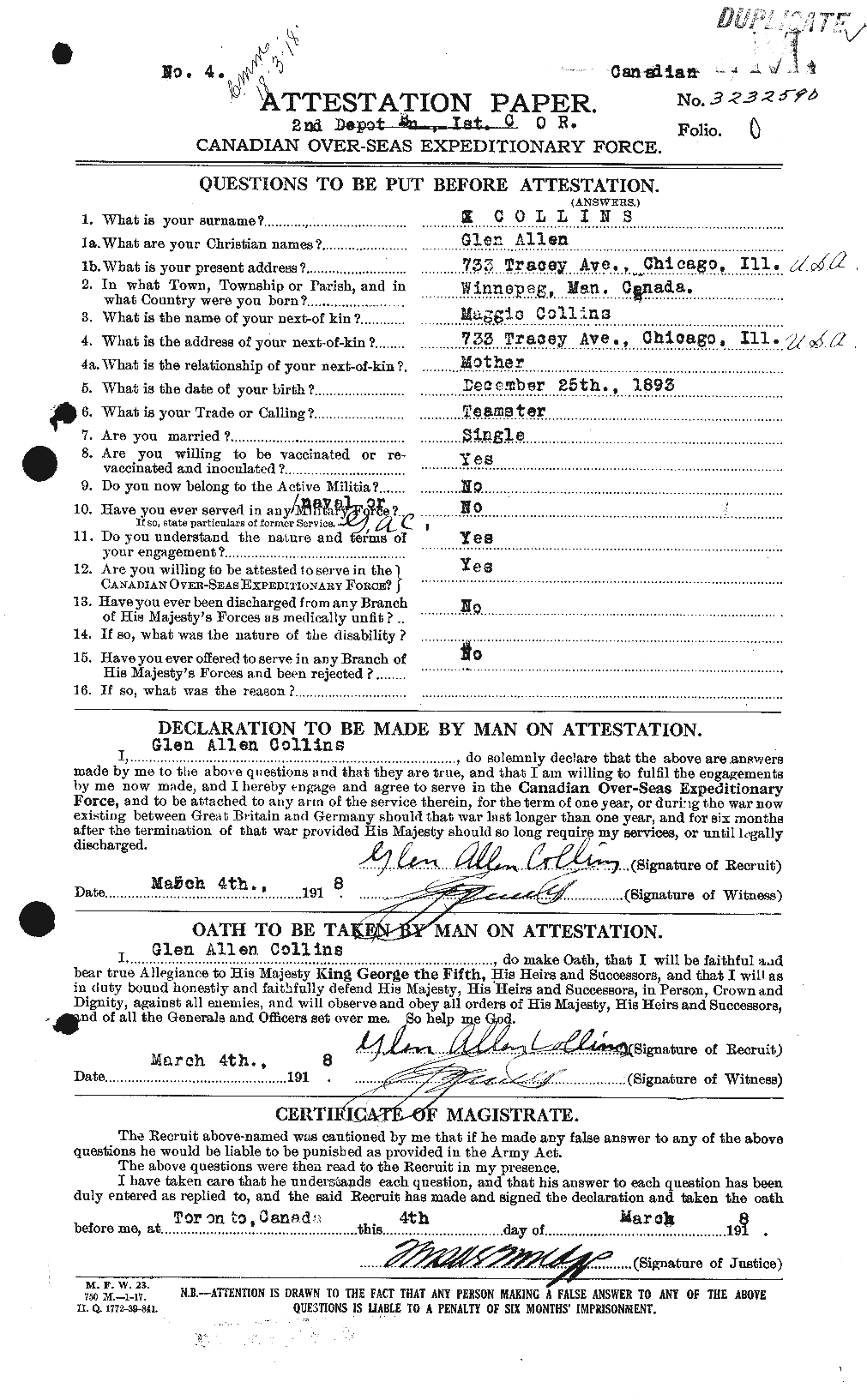 Personnel Records of the First World War - CEF 070525a