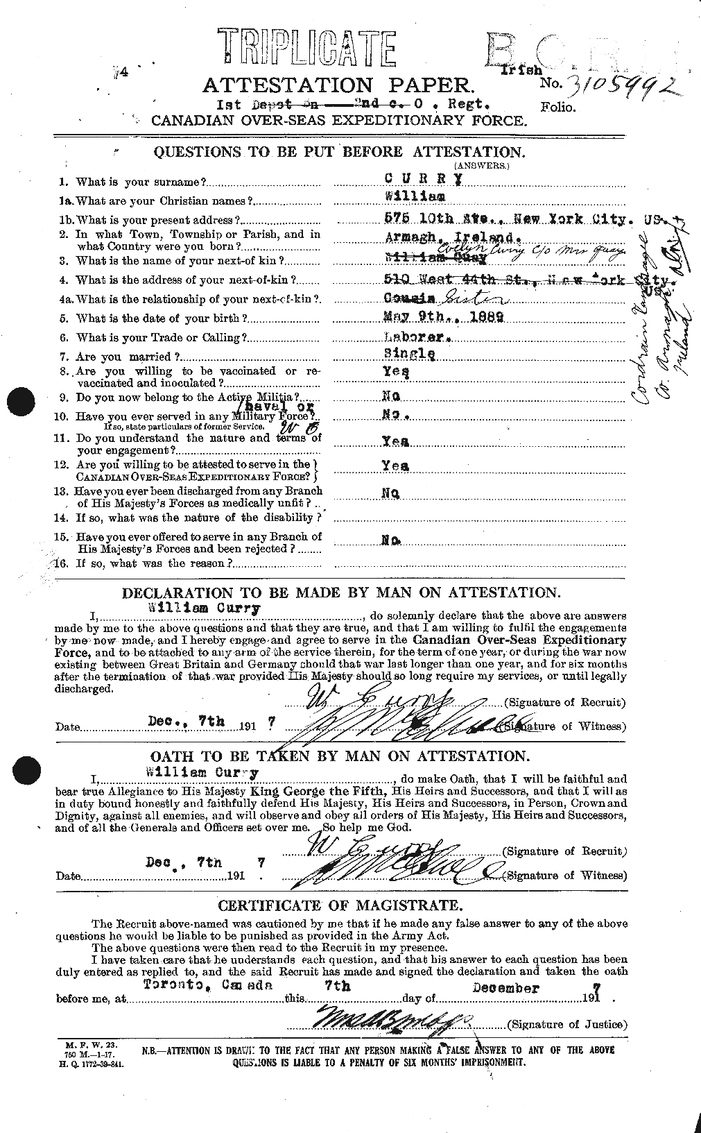 Personnel Records of the First World War - CEF 070556a