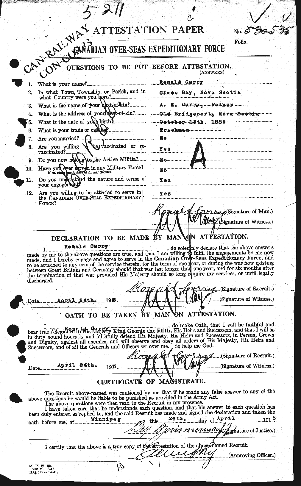 Personnel Records of the First World War - CEF 070573a
