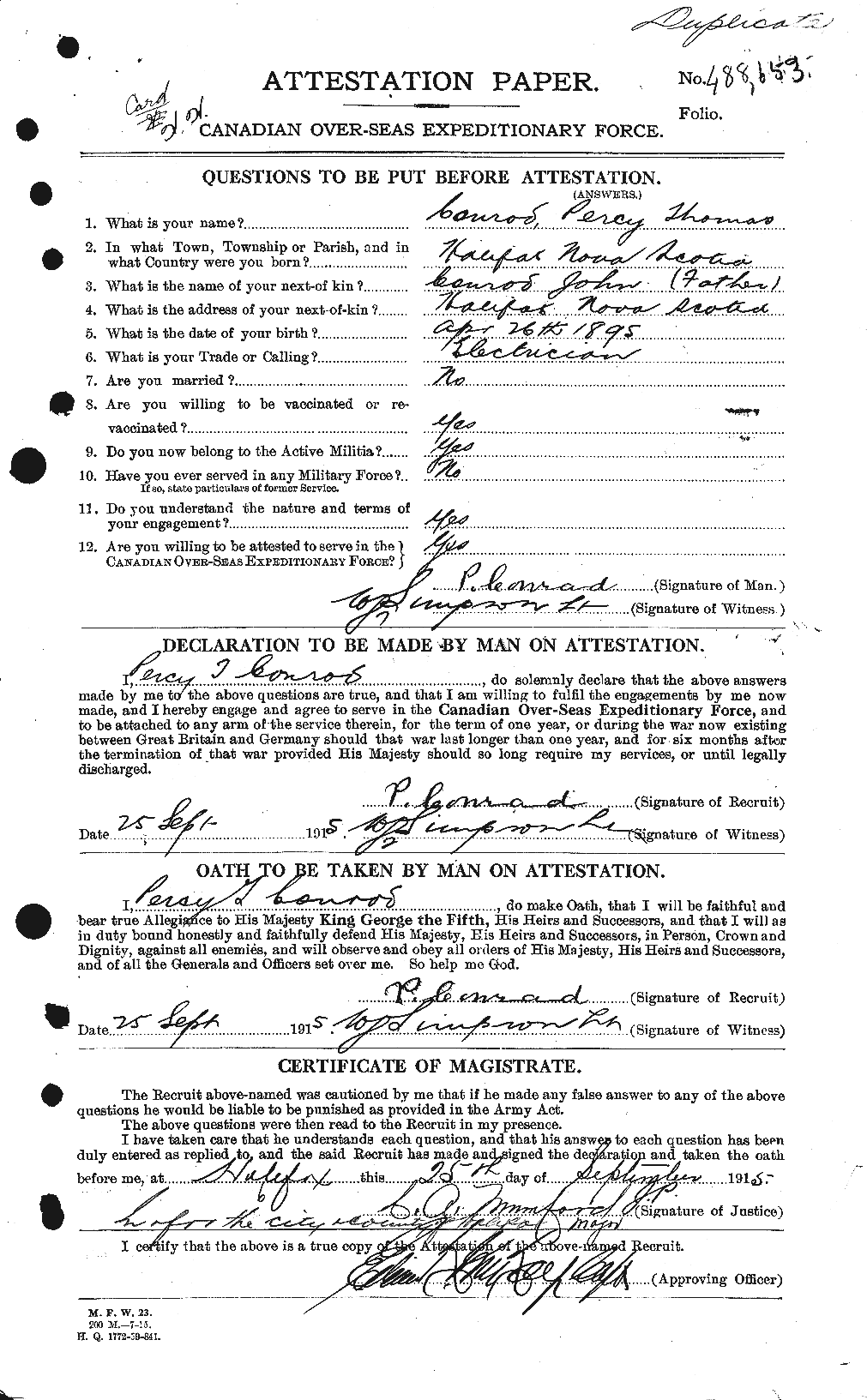 Personnel Records of the First World War - CEF 070814a