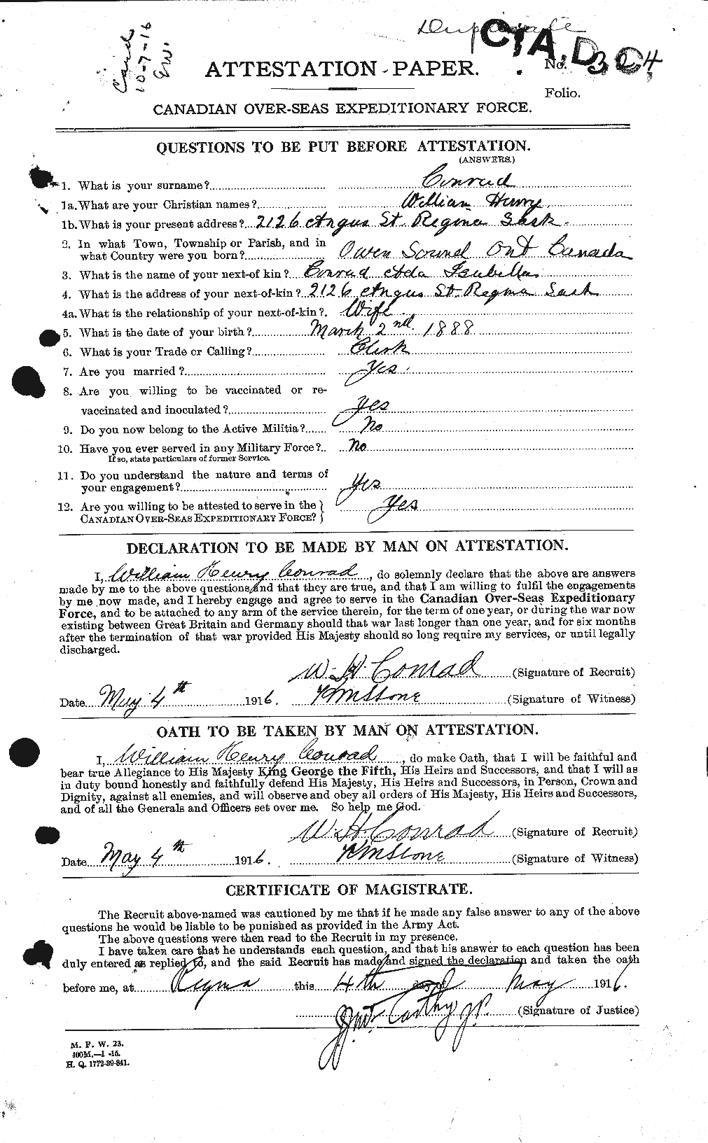 Personnel Records of the First World War - CEF 070836a