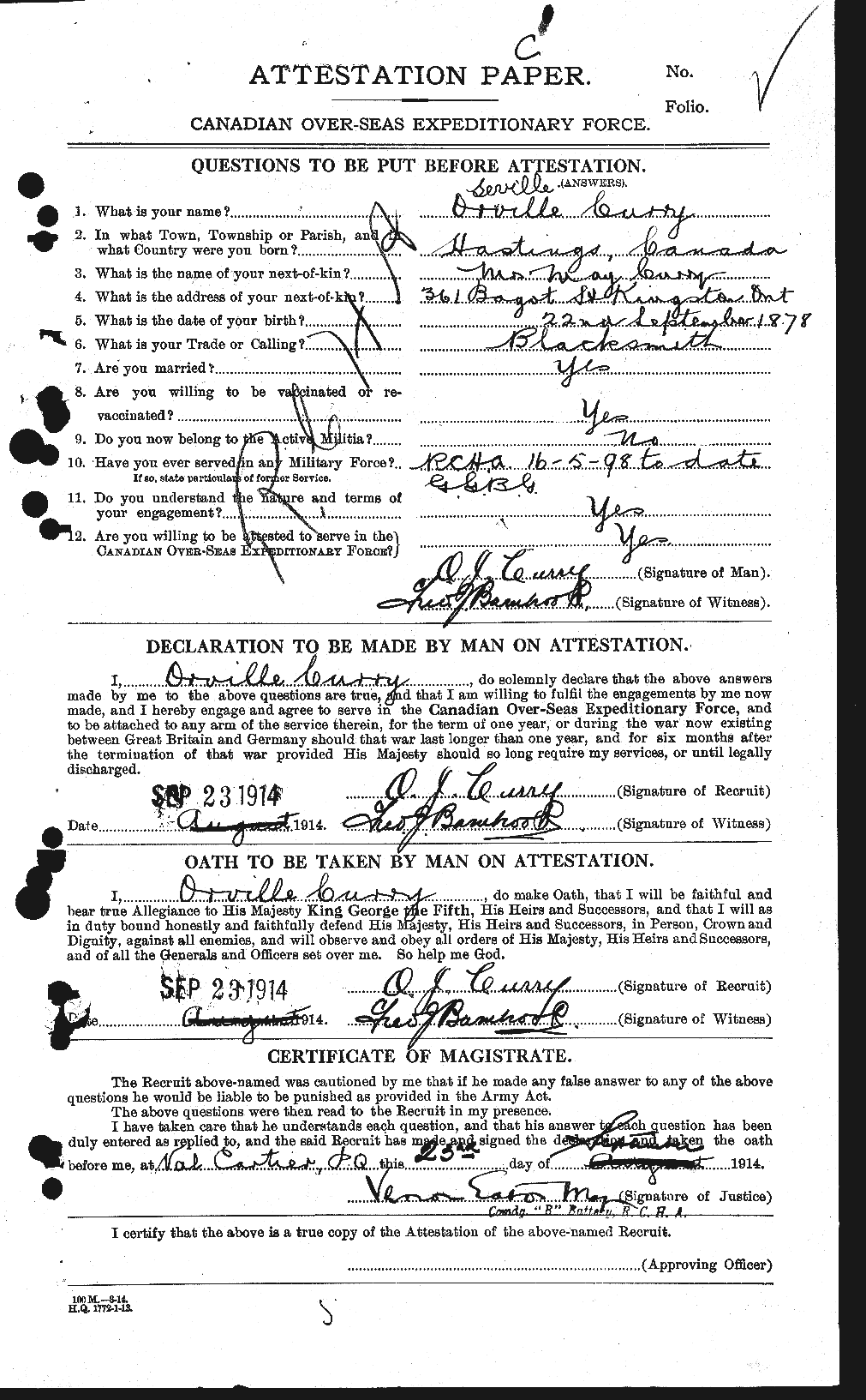 Personnel Records of the First World War - CEF 070960a