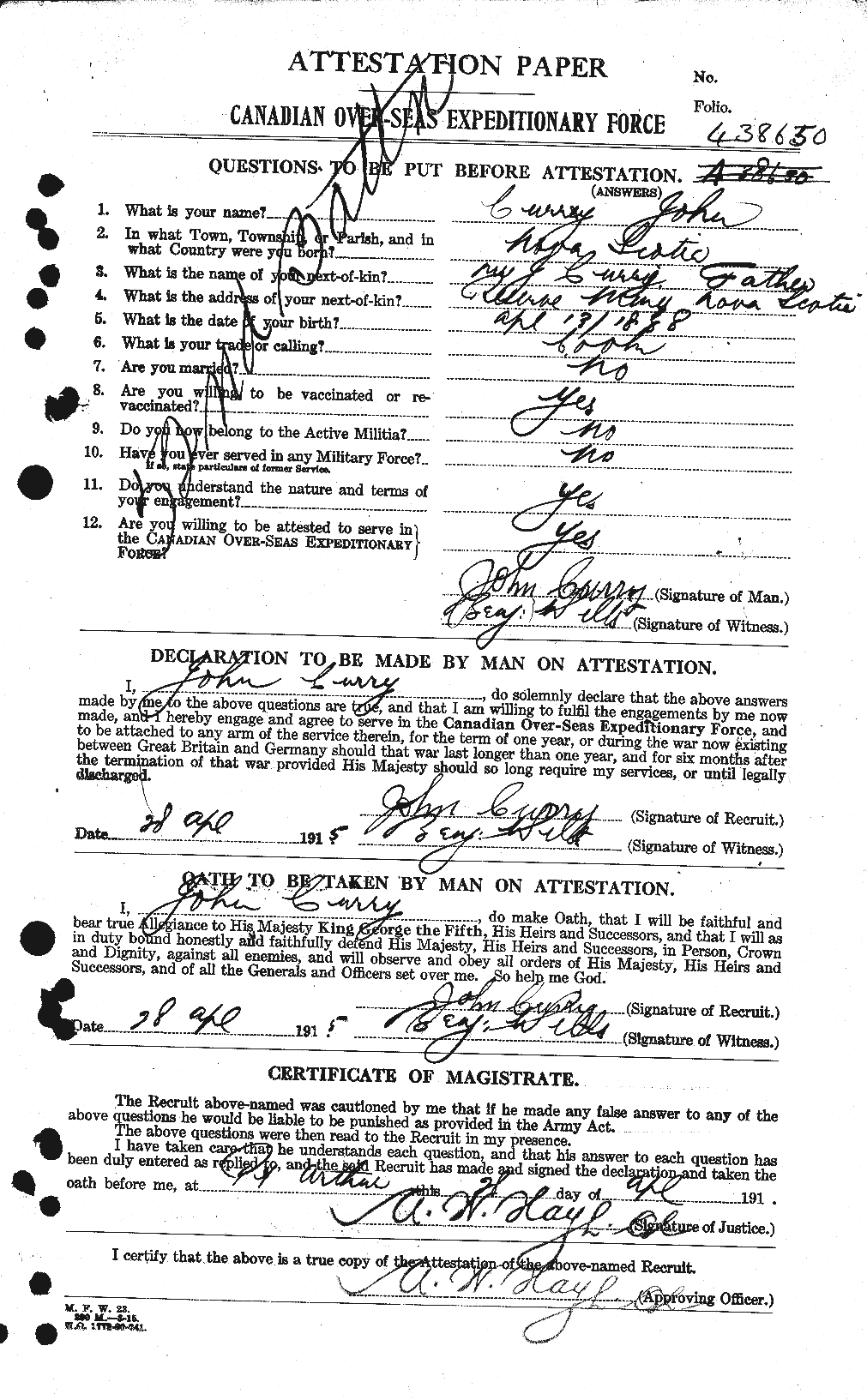 Personnel Records of the First World War - CEF 070997a