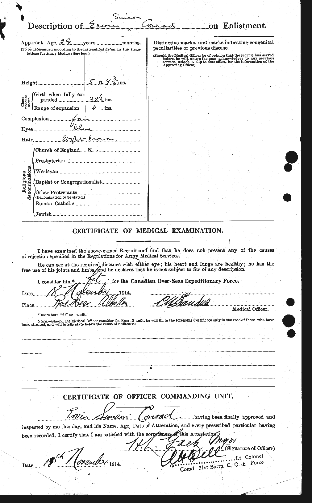 Dossiers du Personnel de la Première Guerre mondiale - CEC 071057b