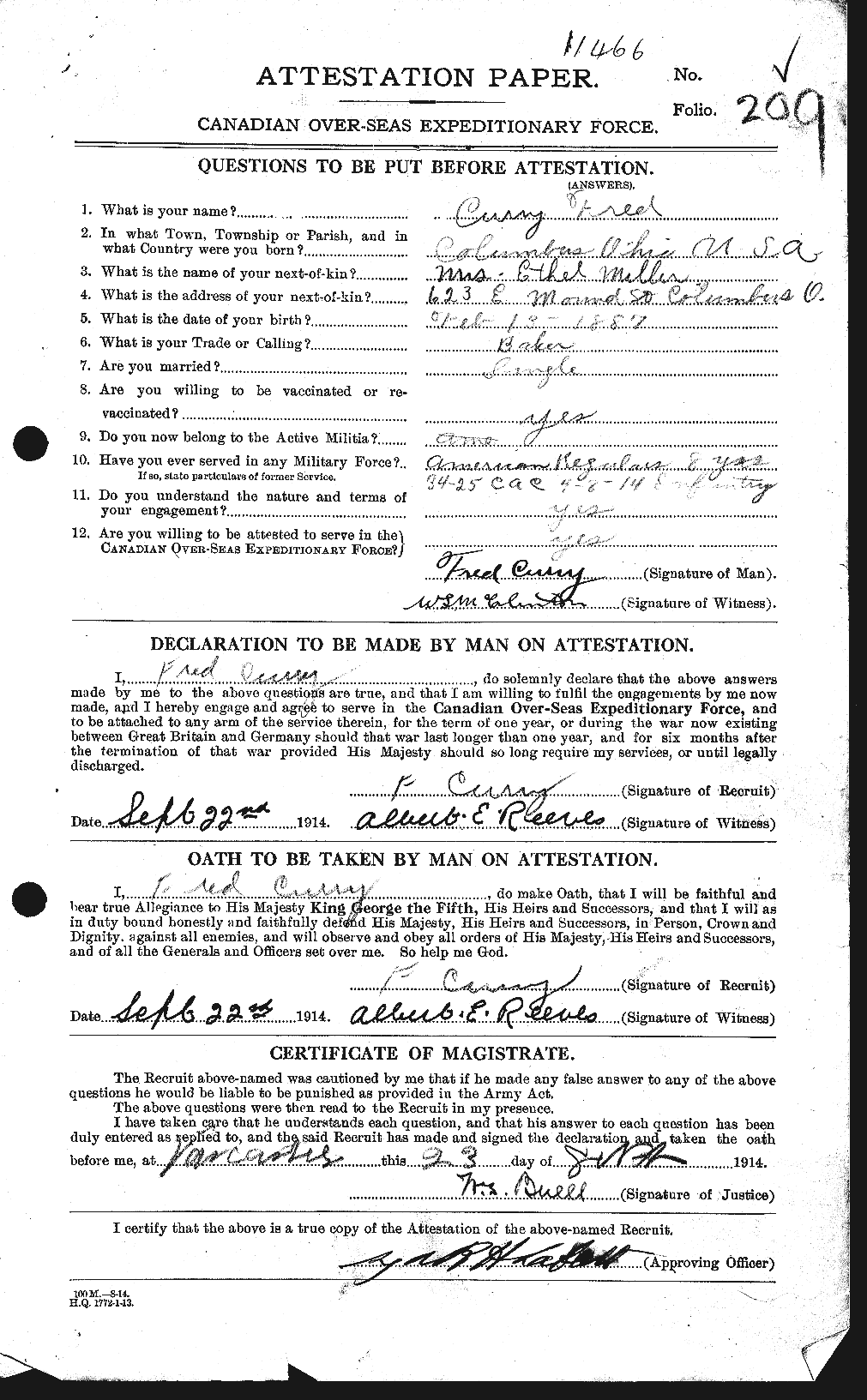 Personnel Records of the First World War - CEF 071191a