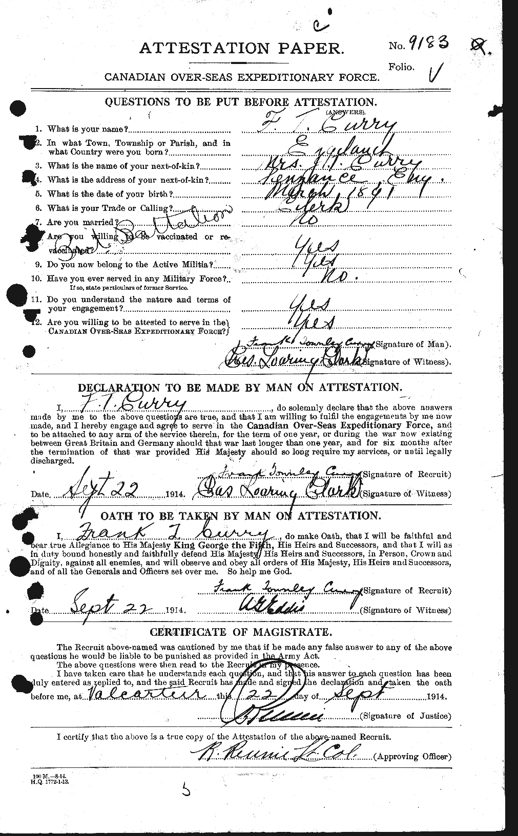 Personnel Records of the First World War - CEF 071192a