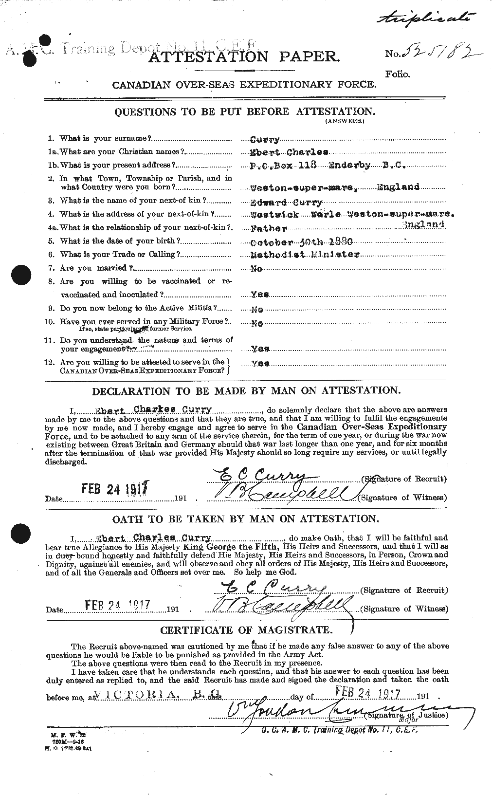 Personnel Records of the First World War - CEF 071203a