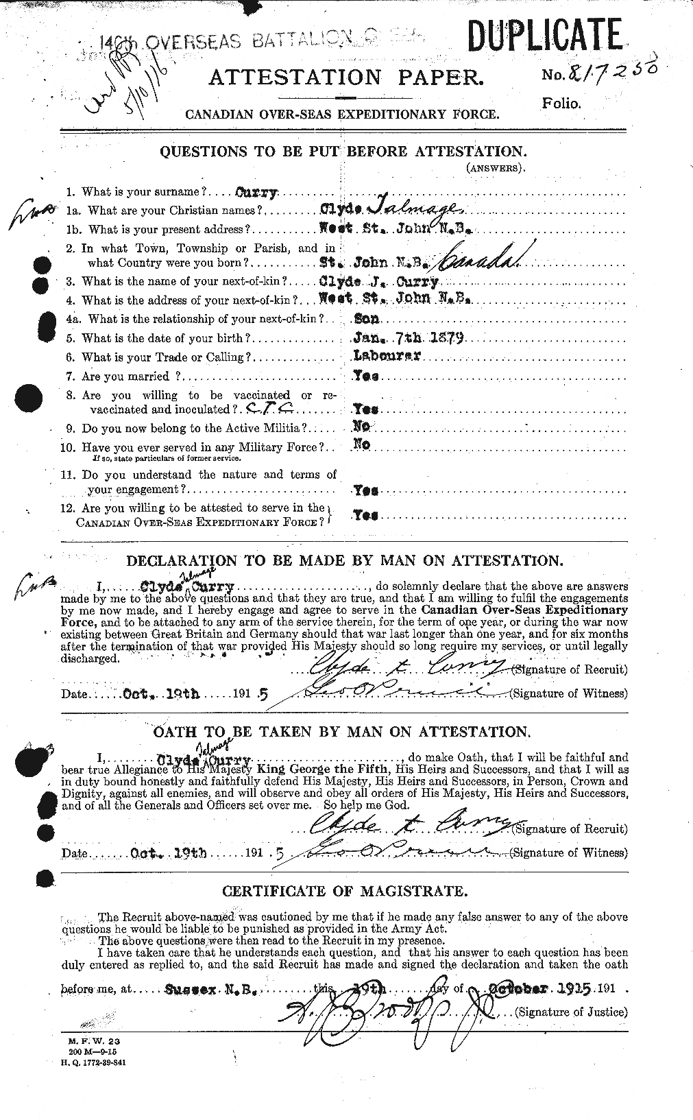 Personnel Records of the First World War - CEF 071211a