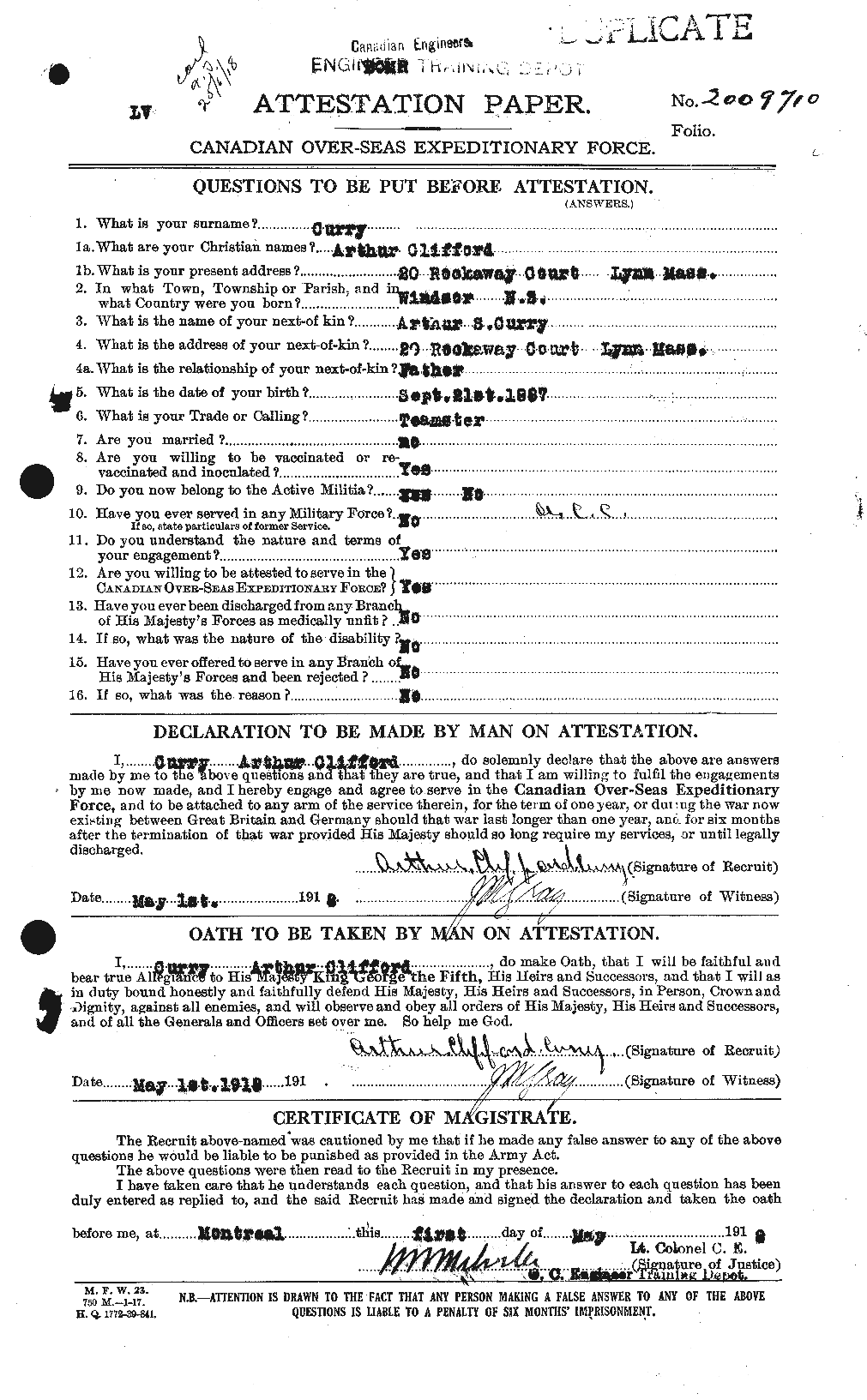 Personnel Records of the First World War - CEF 071221a