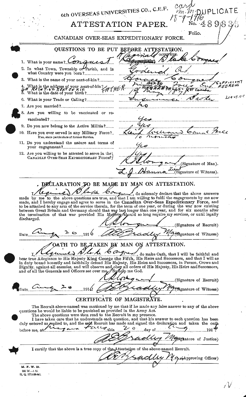 Personnel Records of the First World War - CEF 071242a