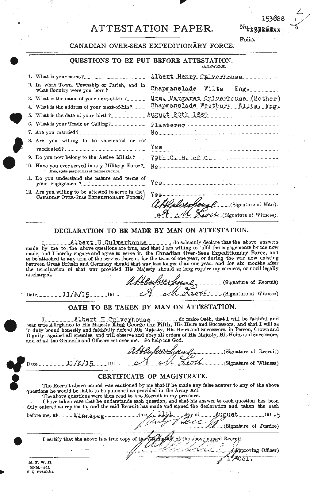 Personnel Records of the First World War - CEF 071541a